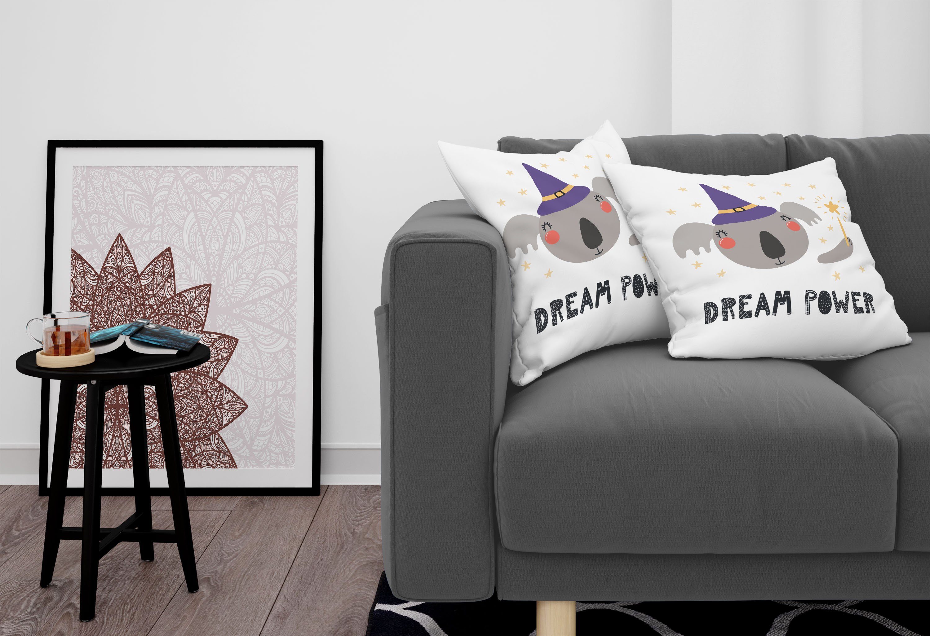 Koala Modern Doppelseitiger Stück), in (2 Lustiger Digitaldruck, Traum Accent Hexenhut Abakuhaus einem Kissenbezüge