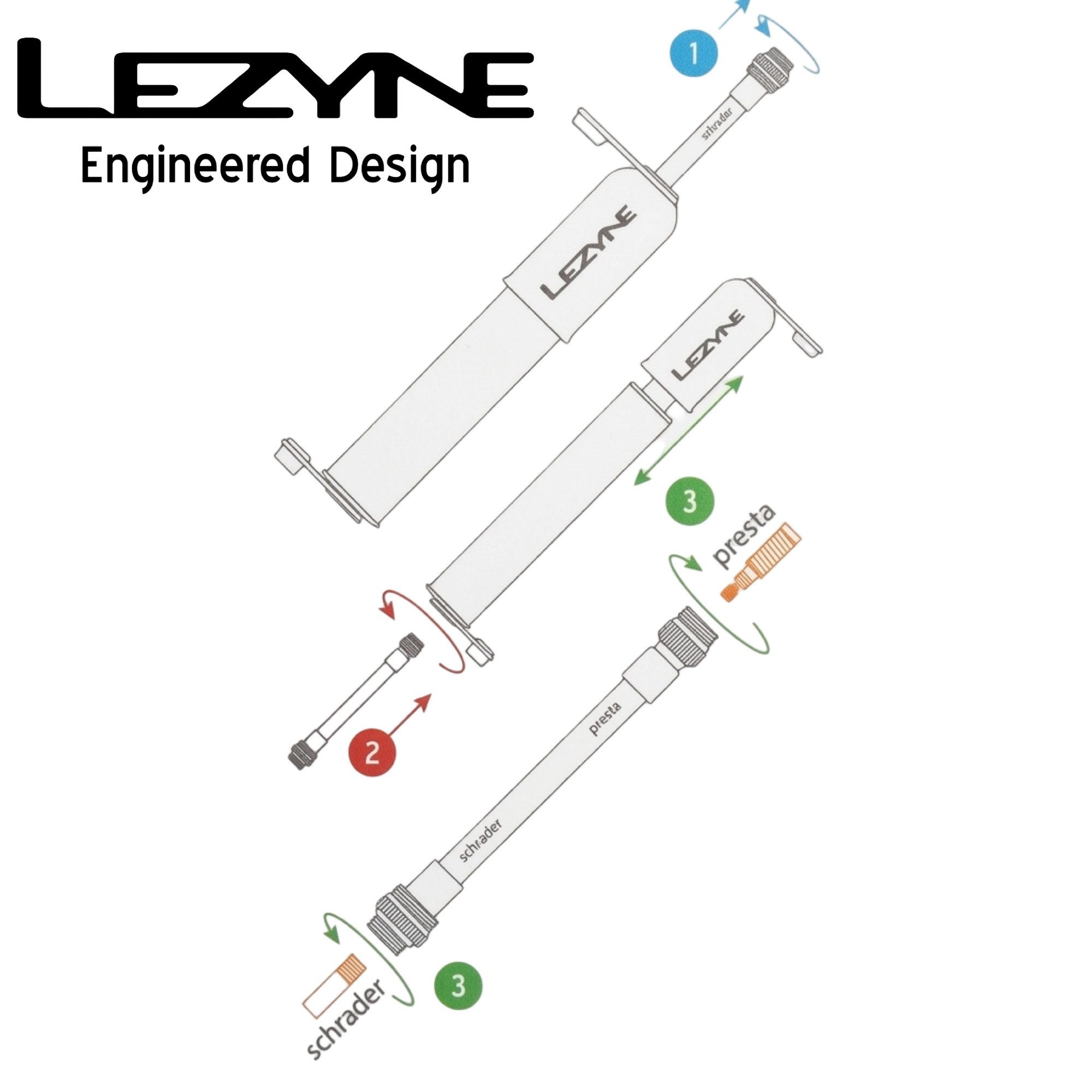 Lezyne Fahrradpumpe Lezyne HP Sport Drive S Fahrrad Pumpe Road 8 Bar SV & AV Auto Ventil
