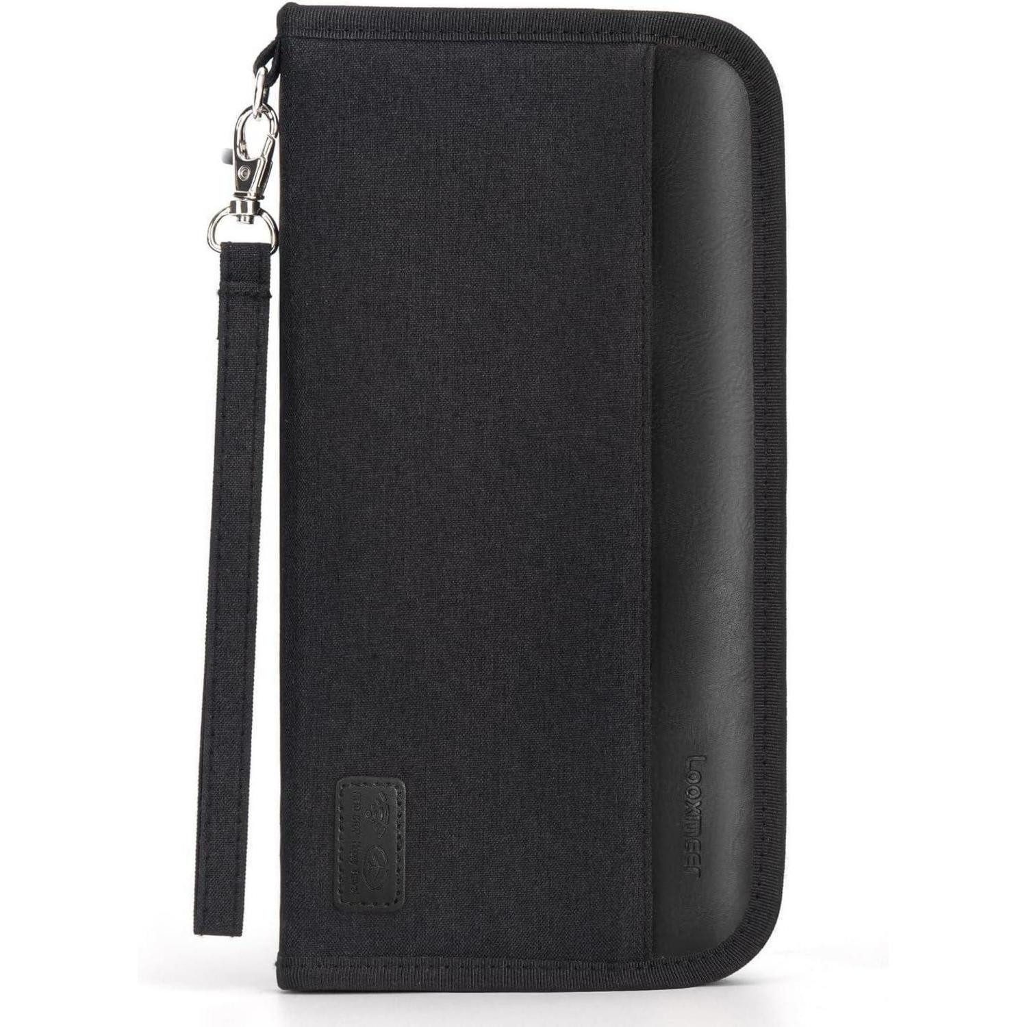 Dokumententasche Reisepasshülle RFID Blocker Reiseorganizer Damen Herren Schwarz