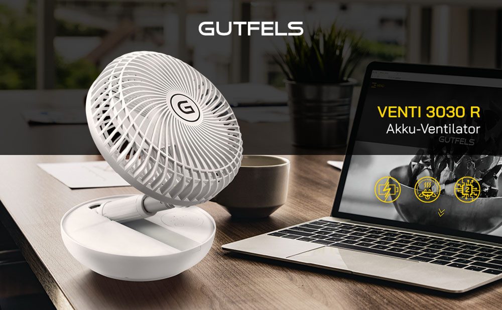 Gutfels Tischventilator »VENTI 3030 R«, klappbar mit 4 Stufen, 20 Std. Akku günstig online kaufen