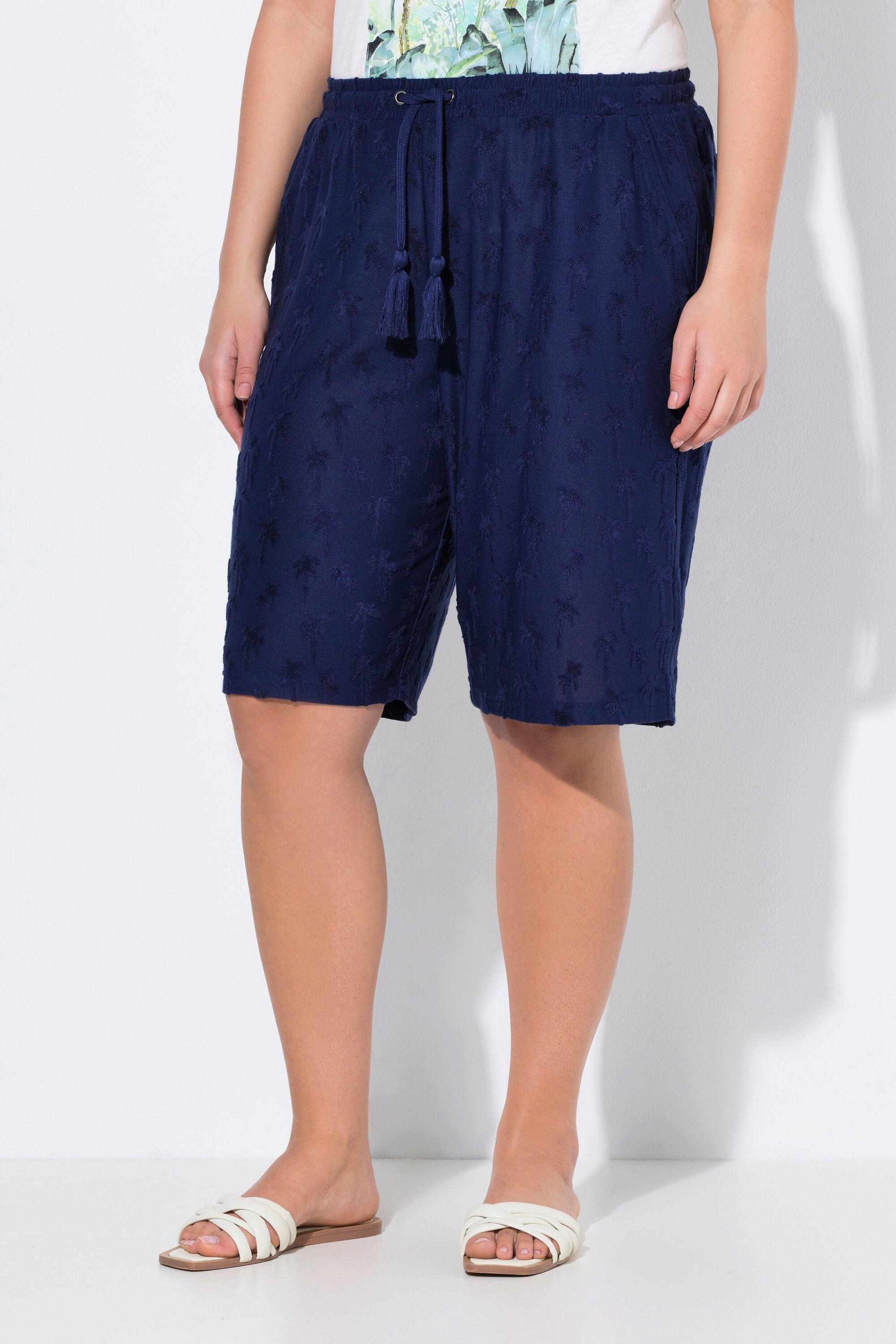 Ulla Popken Jeansshorts Shorts Mary Frottee-Palmen günstig online kaufen