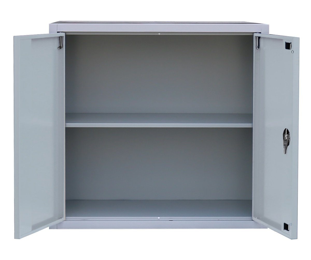 RAL Korpus: Steelboxx Aktenschrank notwendig RAL keine (1-St) Montage Türen: 7035 montiert, Sideboard Lichtgrau/ Komplett 7035 Mehrzweckschrank Büroschrank | 75x80x38,3cm Lichtgrau Lichtgrau
