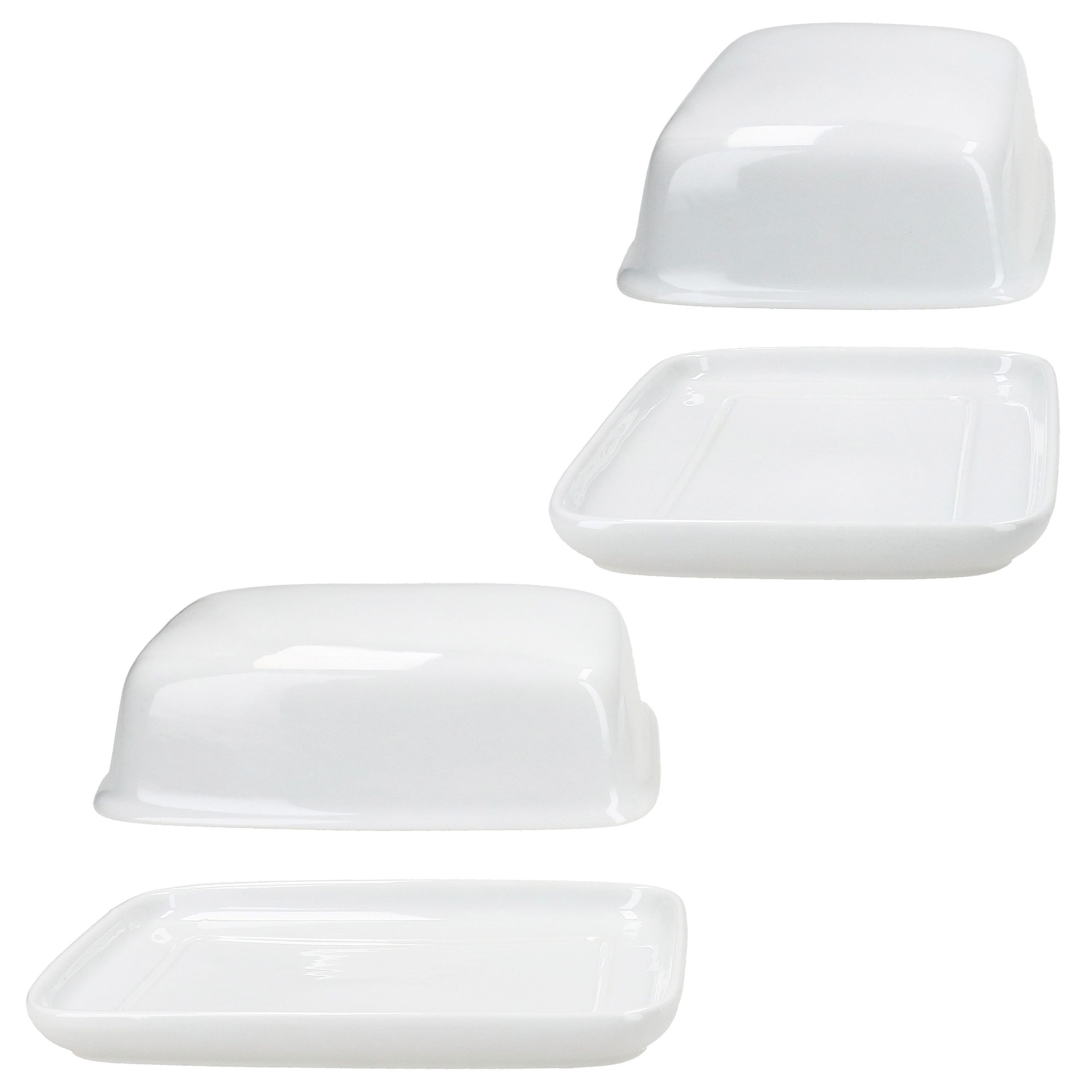 van Well Butterdose Van Well Avanti Butterdose mit Deckel weiß für 250g Butter-Schale, Porzellan