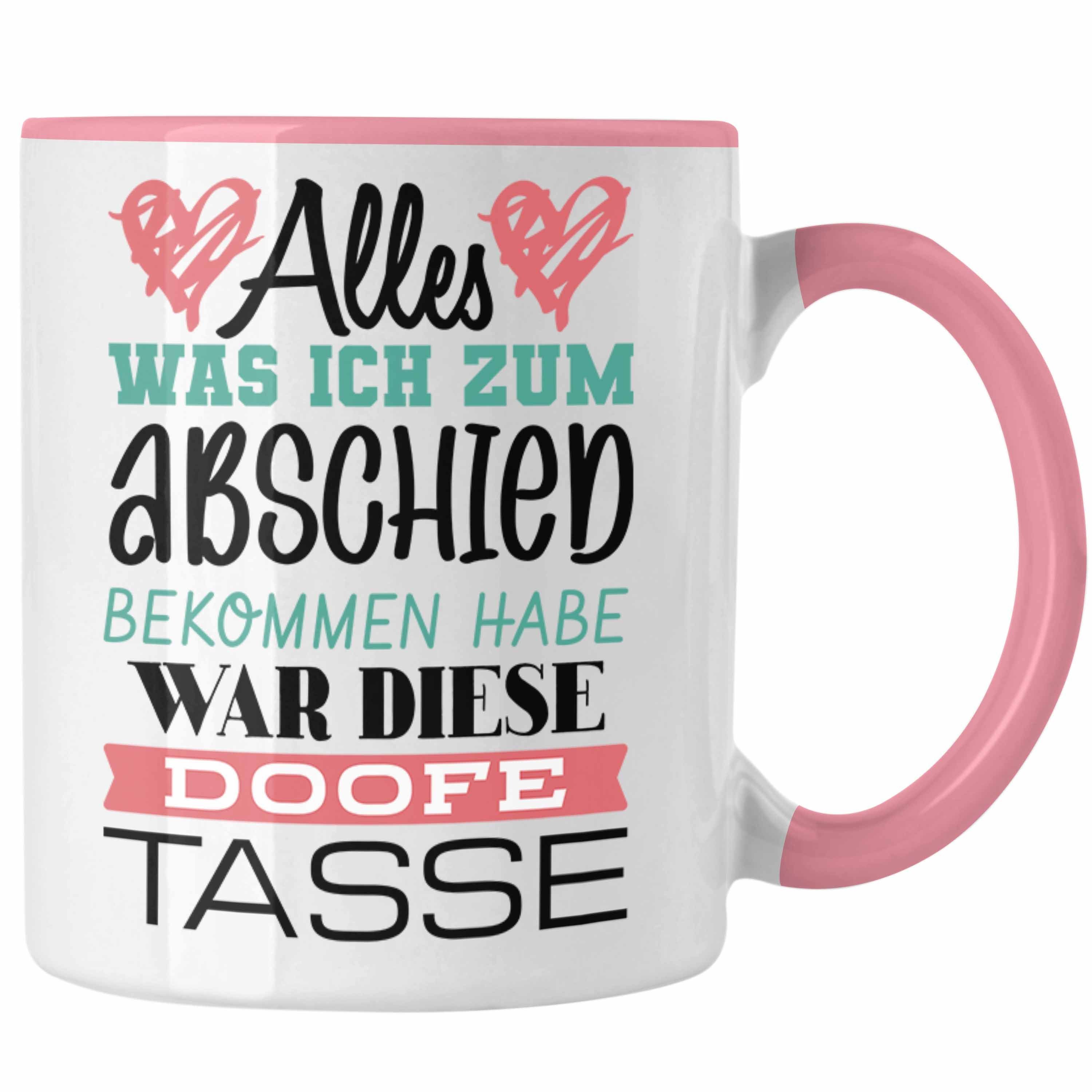 Trendation Tasse Trendation - Jobwechsel Tasse Geschenk Abschied Abschiedsgeschenk Kollege Kollegin Neuer Job Alles Was Ich Zum Abschied Bekommen Habe Rosa