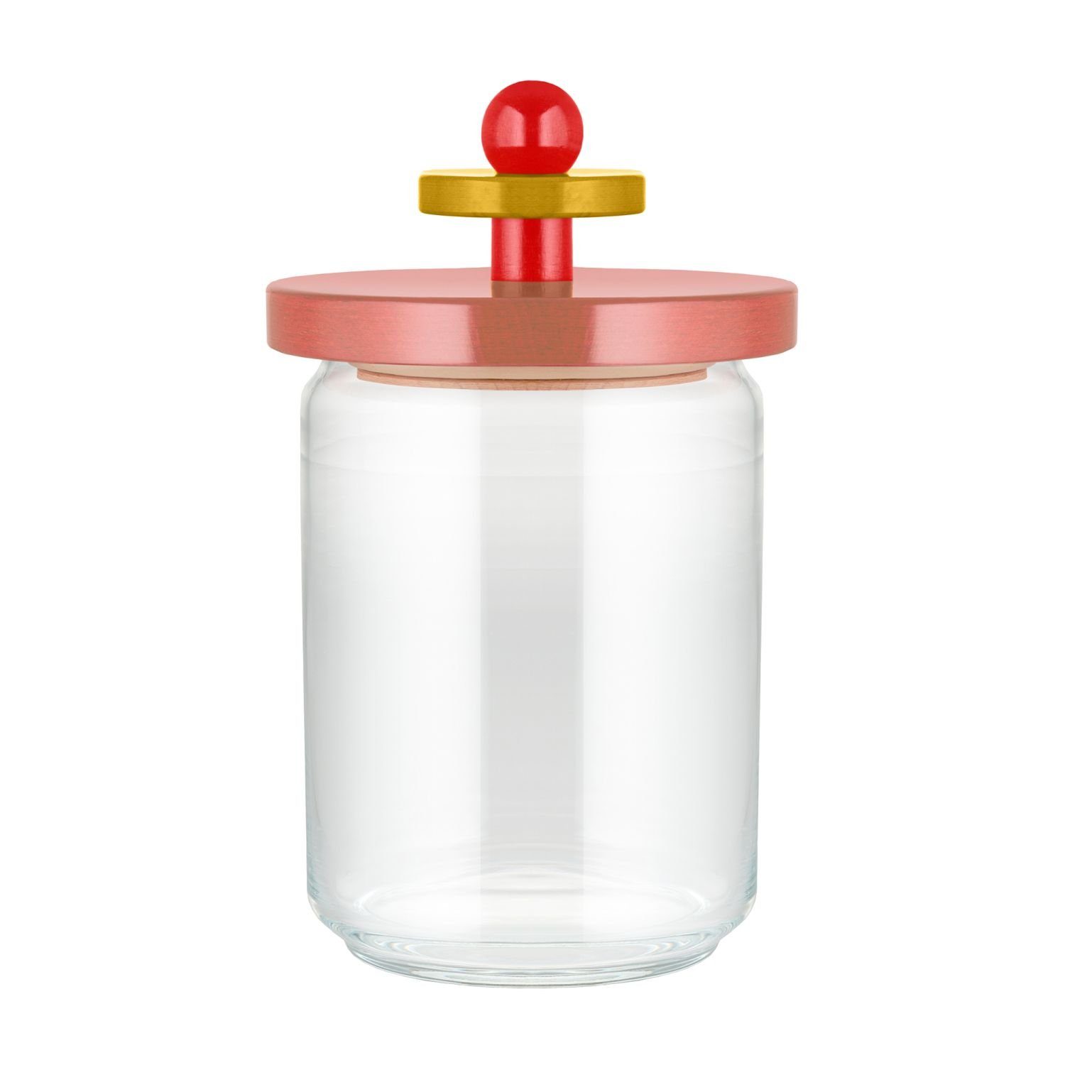 Alessi Vorratsdose Sottsass Collection Twergi Rosa 1000 ml, Buchenholz, Glas, (1-tlg)