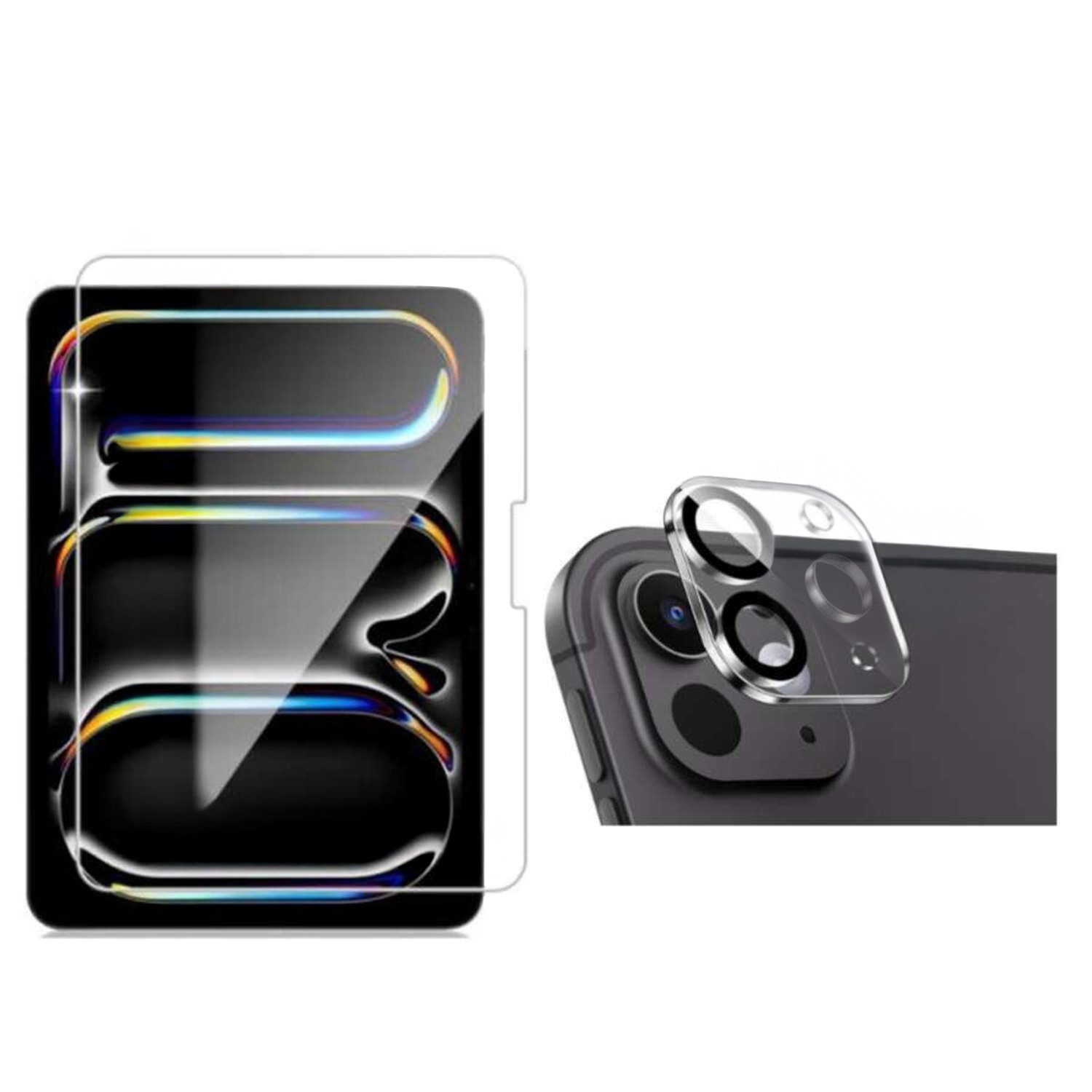 CLM-Tech Displayschutzglas 1X für iPad Pro / Air 13 Zoll Panzerfolie 1X Kameraschutz für iPad Air 13 Zoll (2026 M4/2025 M3/2024 M2) und iPad Pro 13 Zoll M5 2025/M4 2024, 2er Set Kameraglas Panzerglas Displayschutz 9H Glas Folie, 2 Stück, Anti-Fingerabdruck und blasenfrei Anbringung