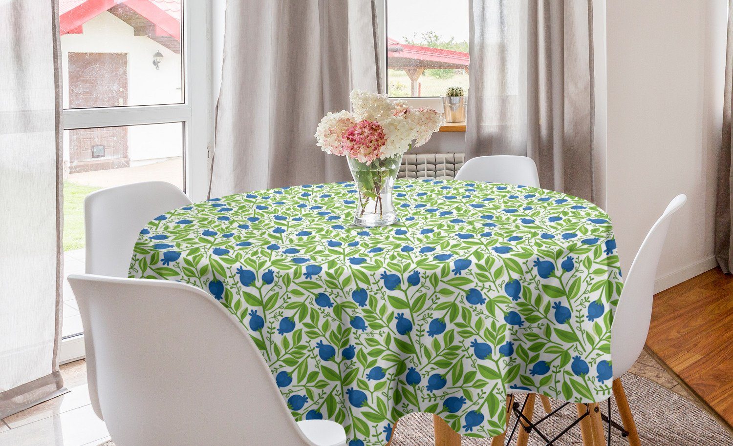 Abakuhaus Tischdecke Kreis Tischdecke Abdeckung für Esszimmer Küche Dekoration, Früchte Blühende Blueberry Blatt | Tischdecken