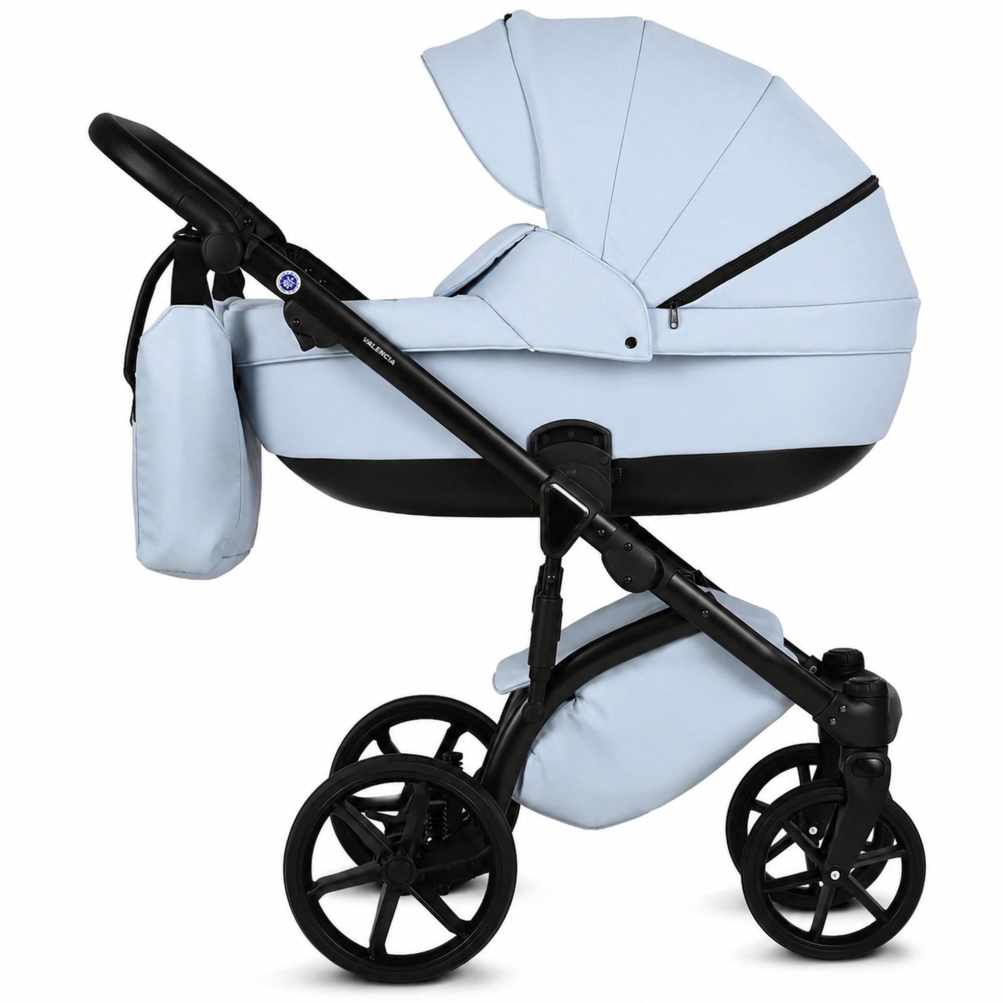 Knirpsenland Kombi-Kinderwagen Valencia 2in1 mit Babywanne & Sportsitz, Wickeltasche, viel Zubehör, (Spar-Set), hohe Sicherheit durch One-Klick System der Kinderwagenaufsätze