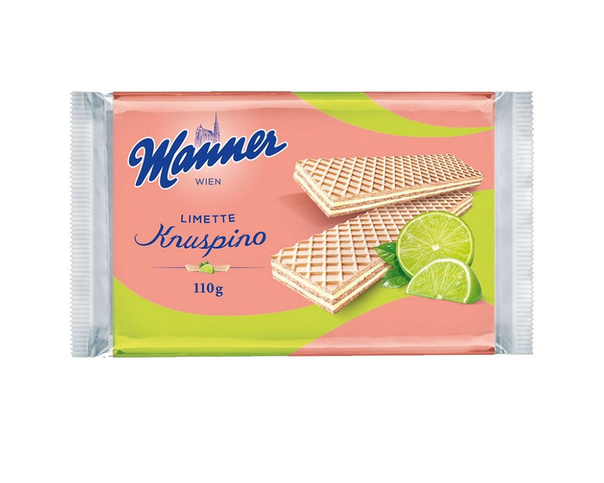 Manner Kekse, Manner Knuspino knusprige Waffeln mit Limettencremefüllung 110g