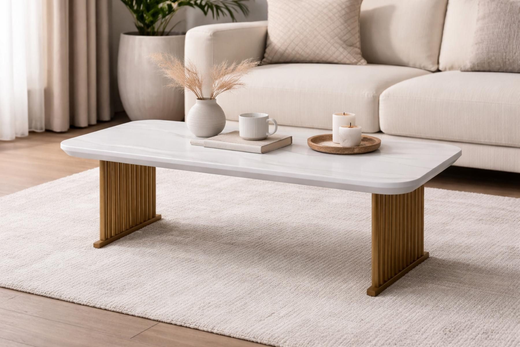 JVmoebel Couchtisch Schicker Weißer Couchtisch Wohnzimmer Luxuriöser Kaffeetisch Möbel, Made in Europa