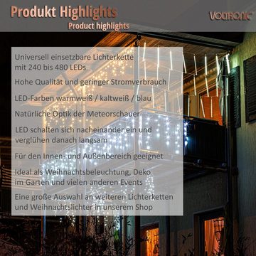 VOLTRONIC LED-Lichterkette VOLTRONIC® LED Meteorschauer Lichterkette, Länge: 3m + 5m Zuleitung, Outdoor IP44, Varianten: 240 LED / 480 LED
