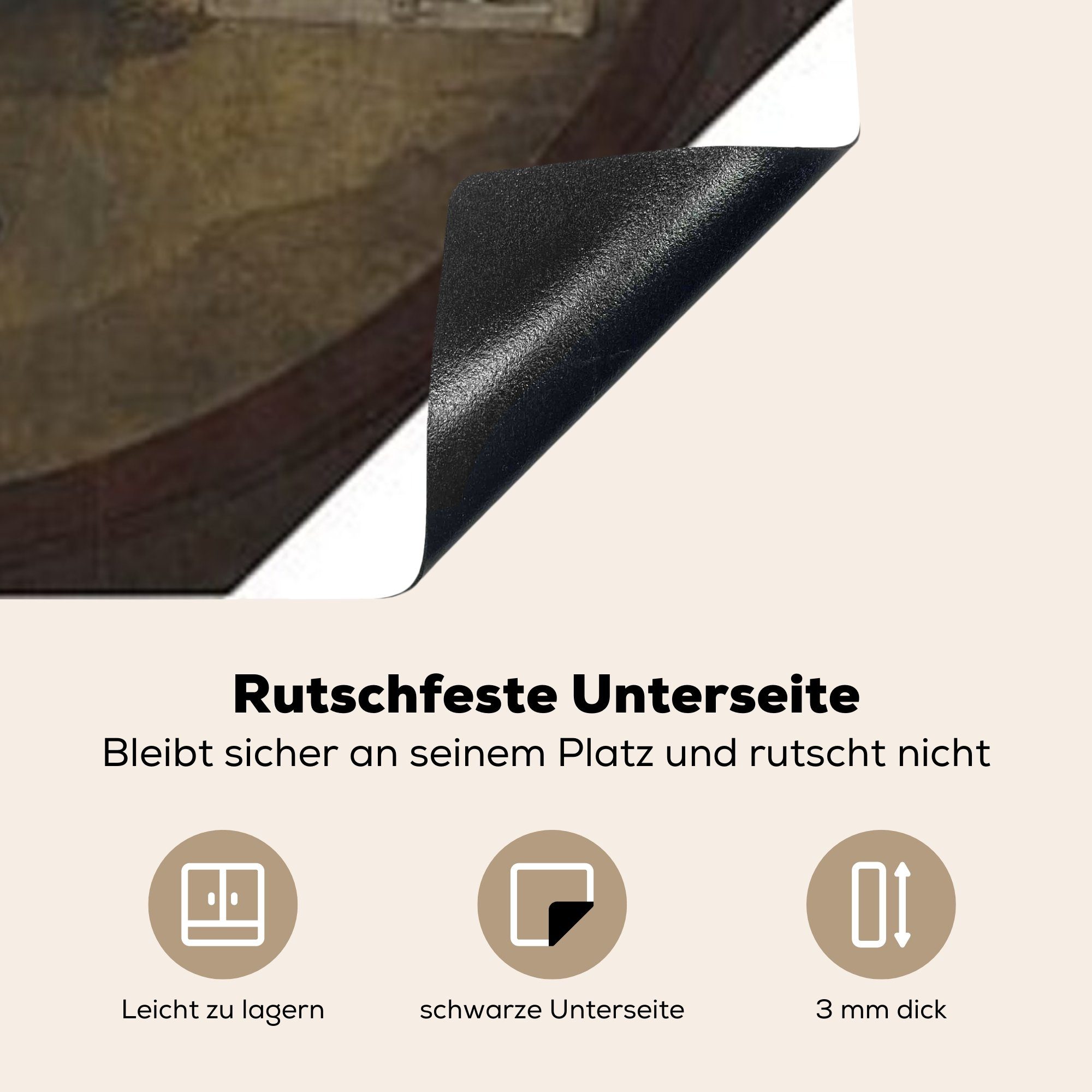 küche Gemälde Hausierer Hieronymus cm, Herdblende-/Abdeckplatte tlg), - 78x78 MuchoWow Ceranfeldabdeckung, Bosch, Vinyl, Der von (1 Arbeitsplatte für