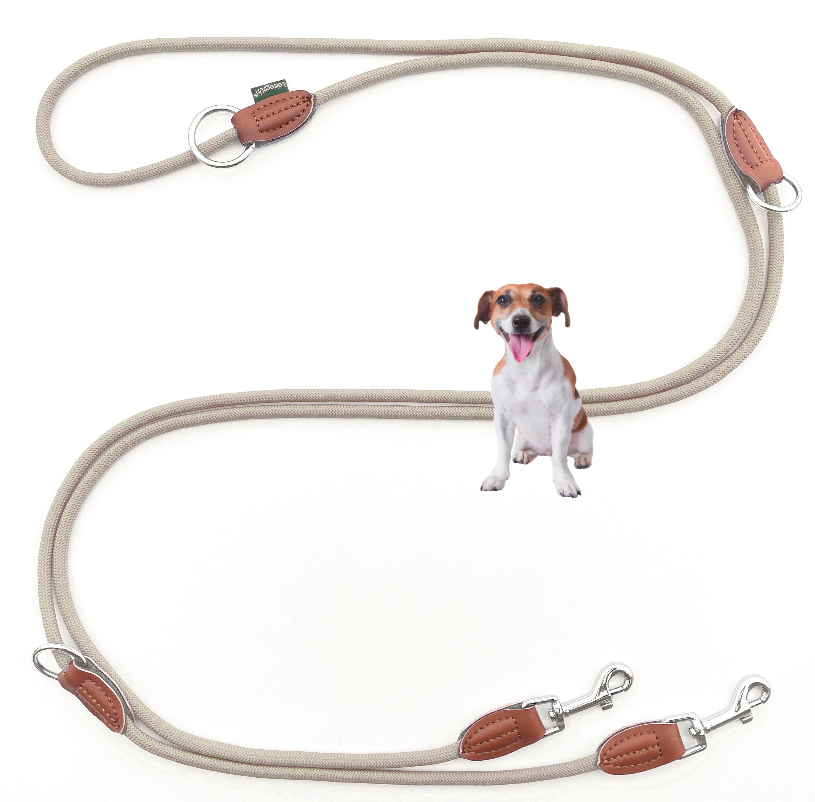Leisegrün Hundeleine für kleine Hunde, 3m, 3-fach verstellbar, Nylon, Doppelleine für 2 Hunde, Führleine, Freihandleine, Trainingsleine