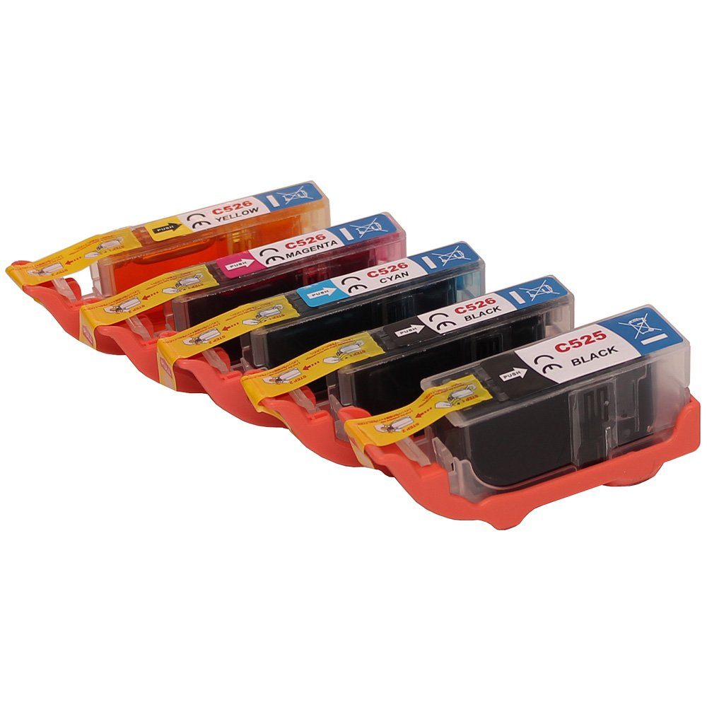 Colori Tintenpatrone (Kompatibles Set 5x Druckerpatrone für Canon 525 526 IP4850 IP4950, ries MG5340 MG5350 MG6150 MG6200 MG6250 MG8150 MG8200 MG8240 MG8250 MX)