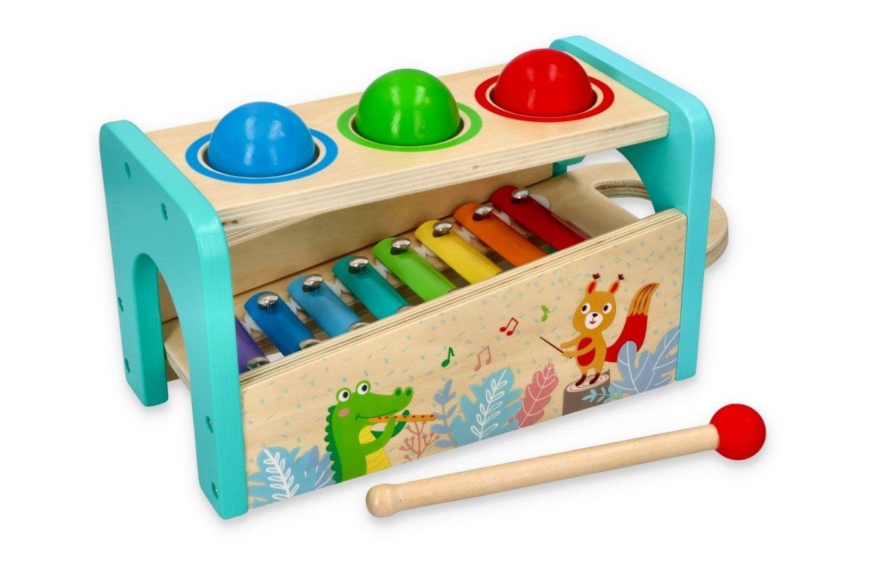 Lelin Lernspielzeug 21021 Holzspielzeug 2 in 1 Klangspiel und Xylophon