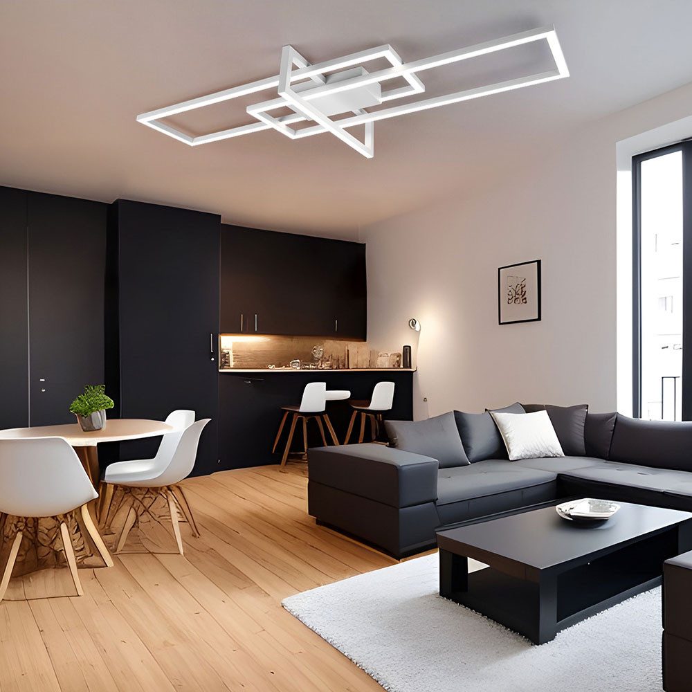TRIO Leuchten LED Deckenleuchte, LED-Leuchtmittel fest verbaut, Neutralweiß, Deckenlampe eckig Deckenlampe dimmbar Lichtschalter Wohnzimmerleuchte