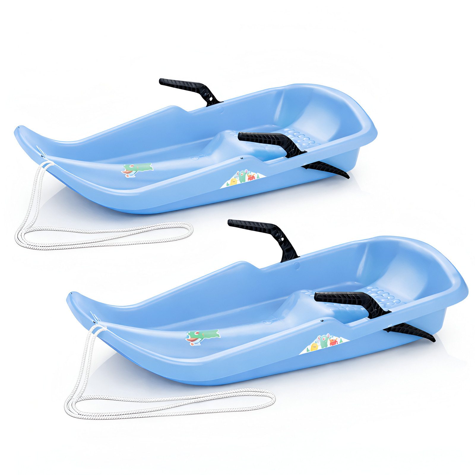 Schlitten 2 Schlitten Twister Race Rodel Kinderschlitten mit Bremsen Hellblau
