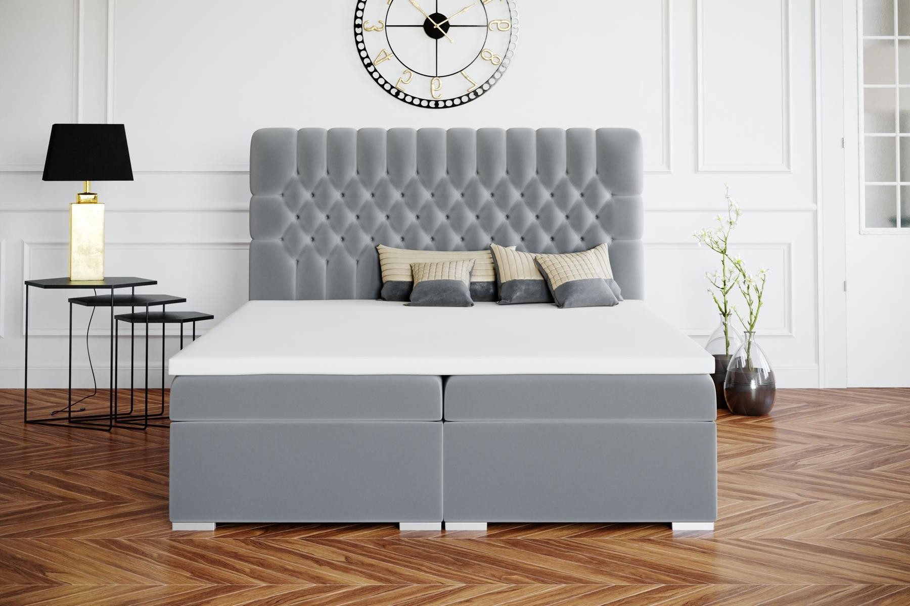 Xlmoebel Boxspringbett Luxus Chesterfield Doppelbett mit Polster und Funktion, Made in Europa