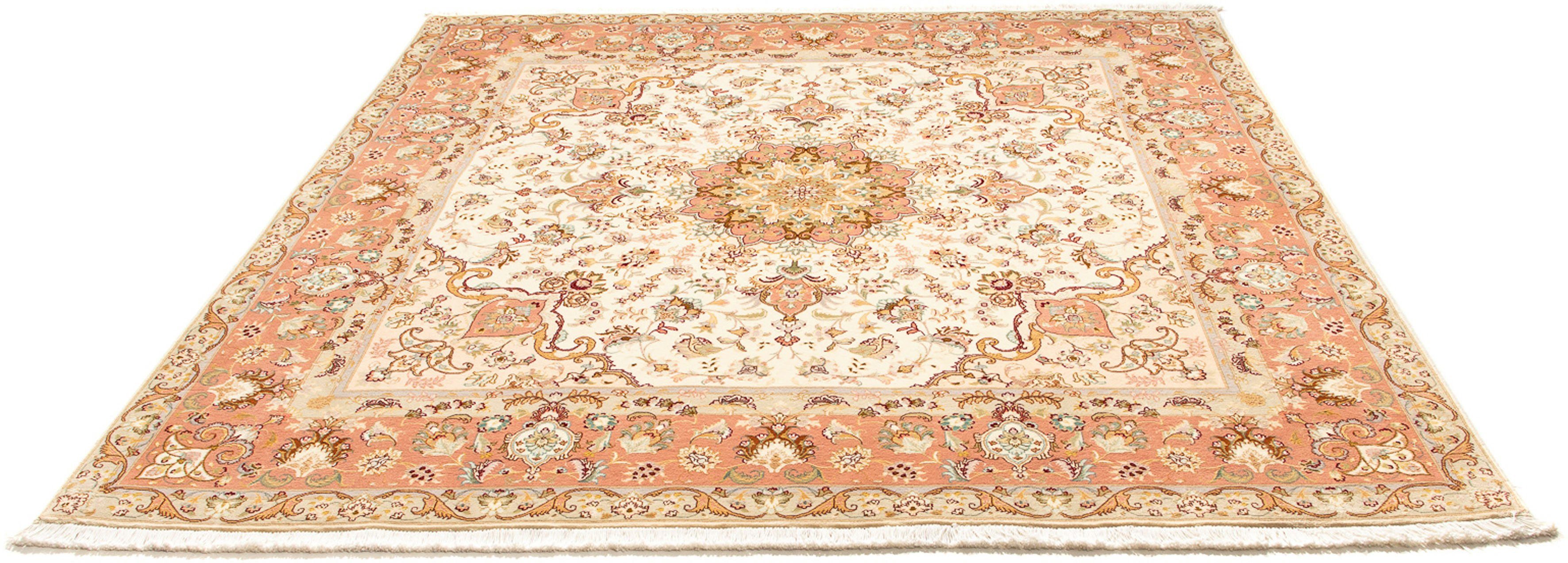 Orientteppich Perser - Täbriz - Royal quadratisch - 212 x 205 cm - beige, morgenland, quadratisch, Höhe: 7 mm, Wohnzimmer, Handgeknüpft, Einzelstück mit Zertifikat