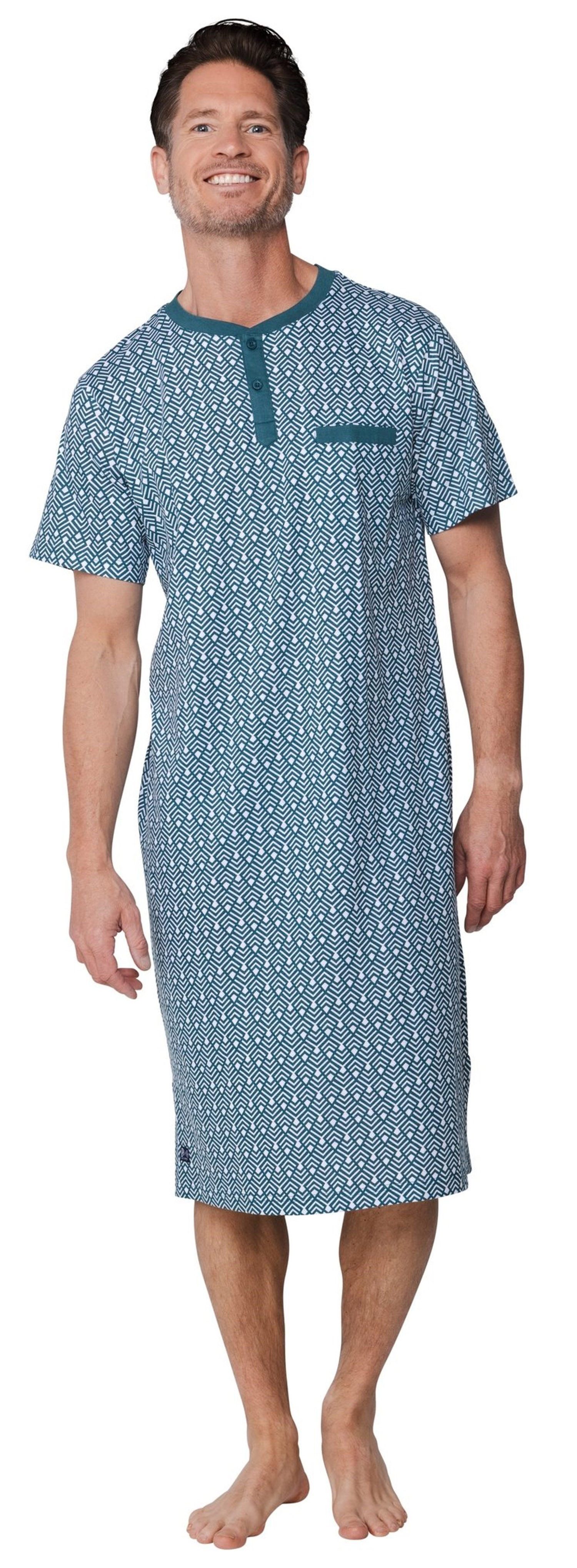 Pastunette Nachthemd Herren Schlafshirt mit kurzem Arm (1-tlg) Baumwolle