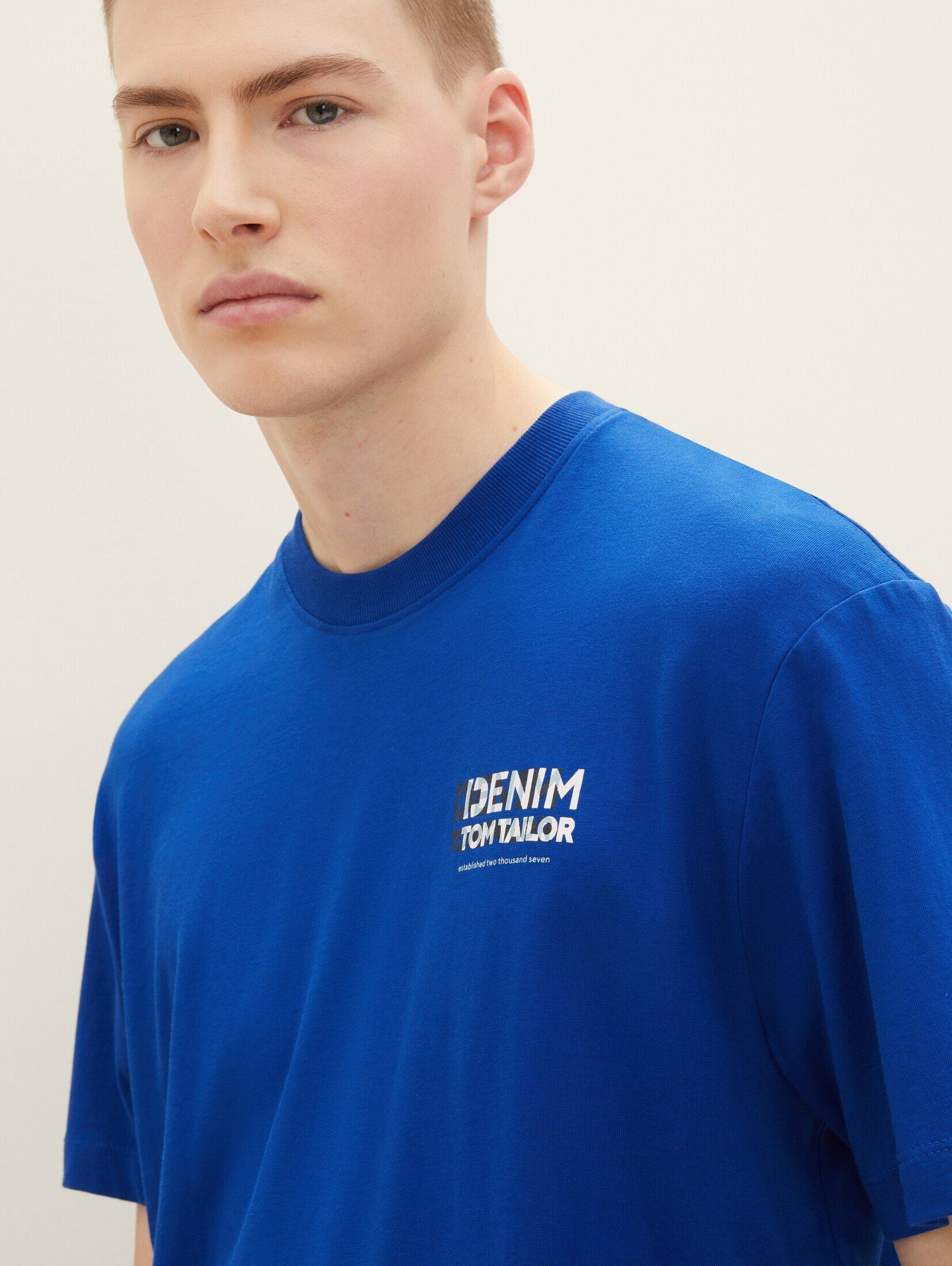 TAILOR mit shiny blue T-Shirt Bio-Baumwolle T-Shirt TOM royal Denim