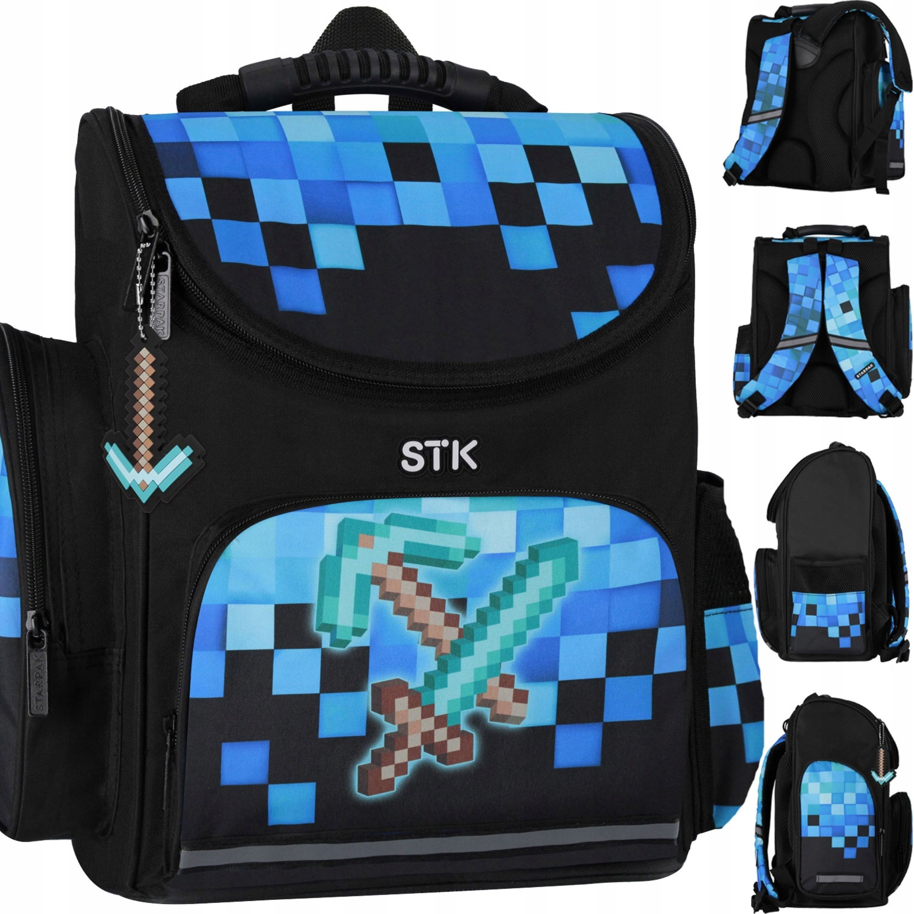 Starpak Schulranzen Starpak Schulranzen Pixel Blue Gaming Minecraft Look Junge 37 cm (1-tlg)