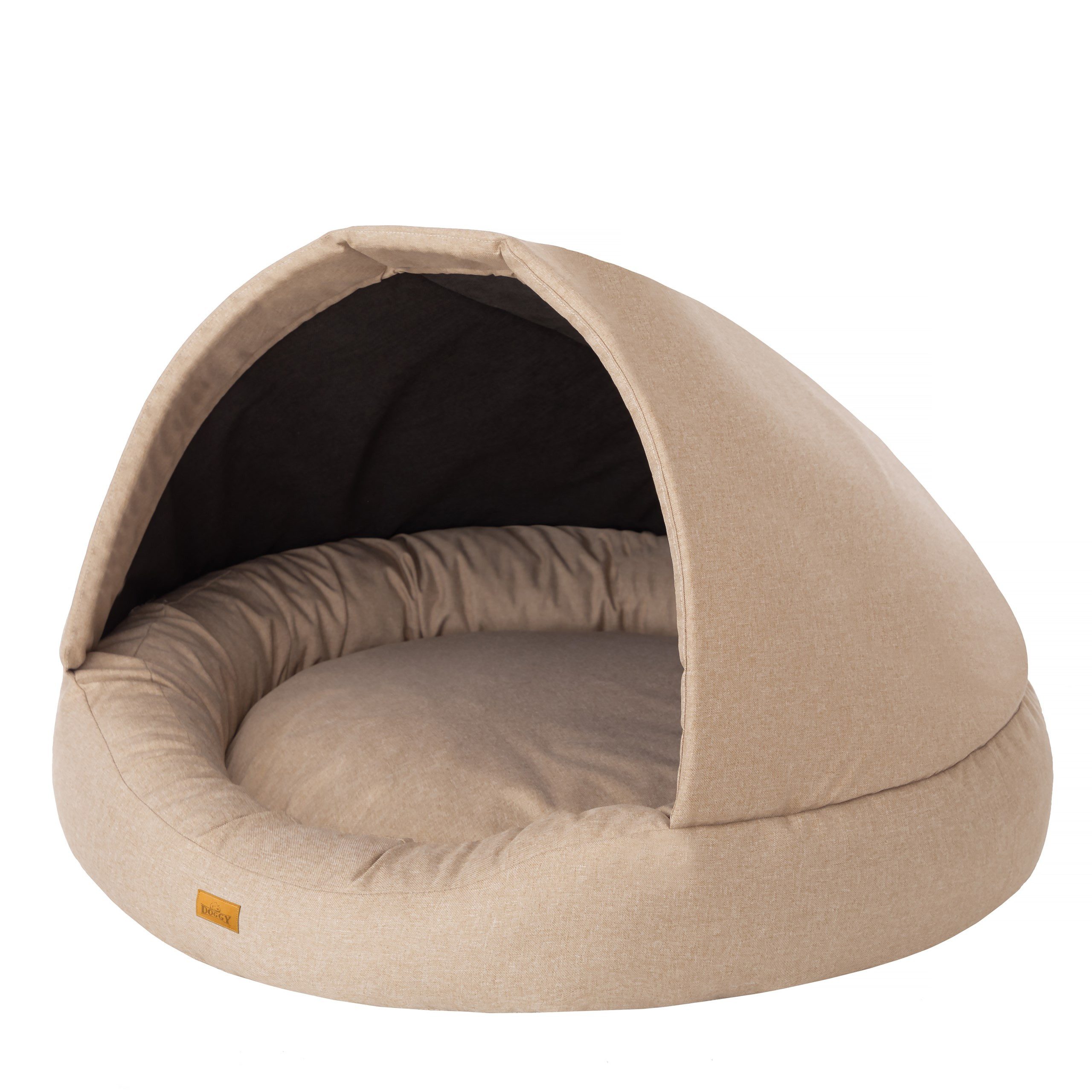 Hobbydog Hundehütte Ramzes 2-in-1 aus Ökoleinen mit herausnehmbarer Matratze, maschinenwaschbarer Bezug, wasserabweisend, 2 Größen