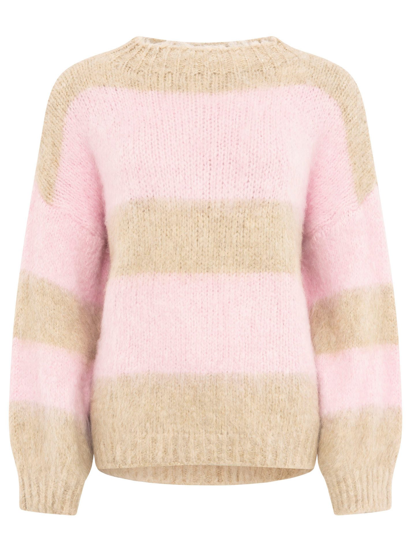 Zwillingsherz Strickpullover "Streifen" kuschelig mit Rundhalsausschnitt, Blockstreifen und Wollanteil