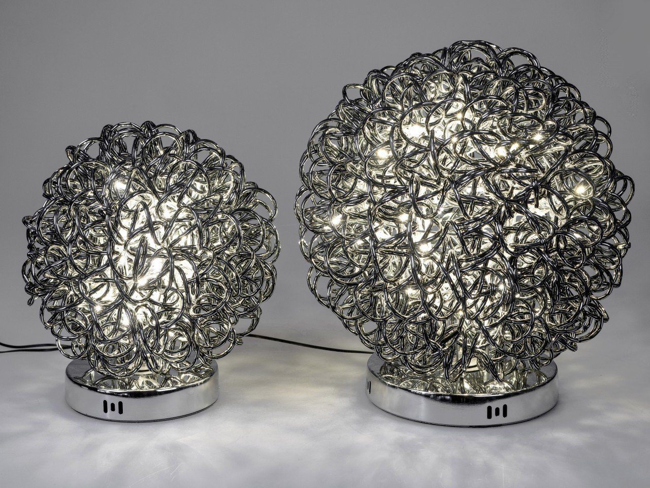 Silber Metall H:40cm Tischleuchte Draht, D:37cm formano