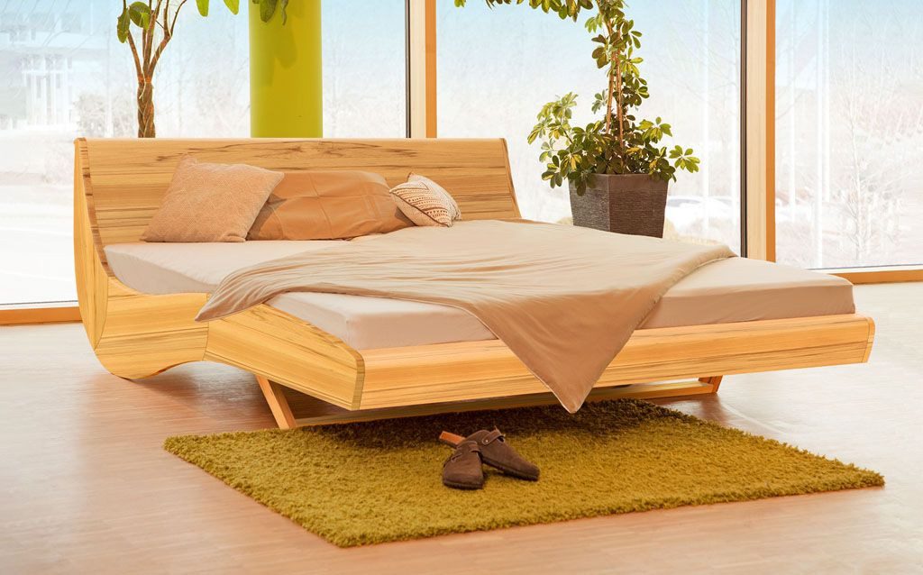 geborgenschlafen Massivholzbett aus Kernbuche – "FLESSA" – Еко-товар & Handgefertigt (90–200×200–220 cm), Elegantes Kernbuche Bett mit natürlicher BIO-Oberfläche