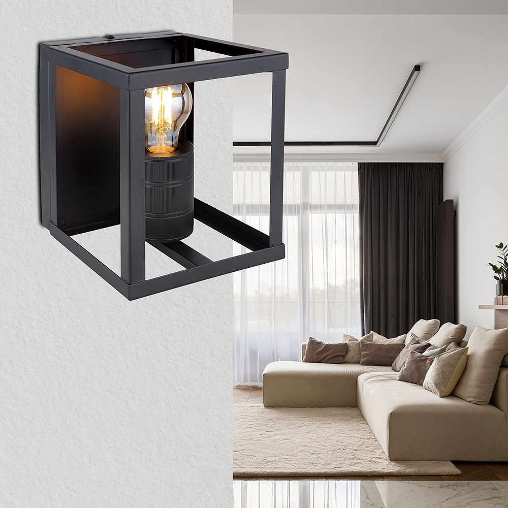 GLOBO LIGHTING Wandleuchte, Leuchtmittel nicht inklusive, Wandleuchte schwarz matt rechteckiger Rahmen, Fassung der 54030-Serie