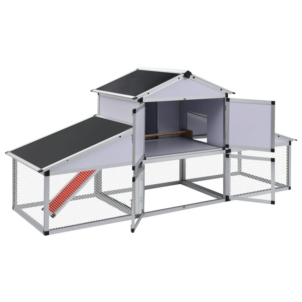 vidaXL Hühnerstall Hühnerstall mit Freilaufgehege und Nistkasten Aluminium