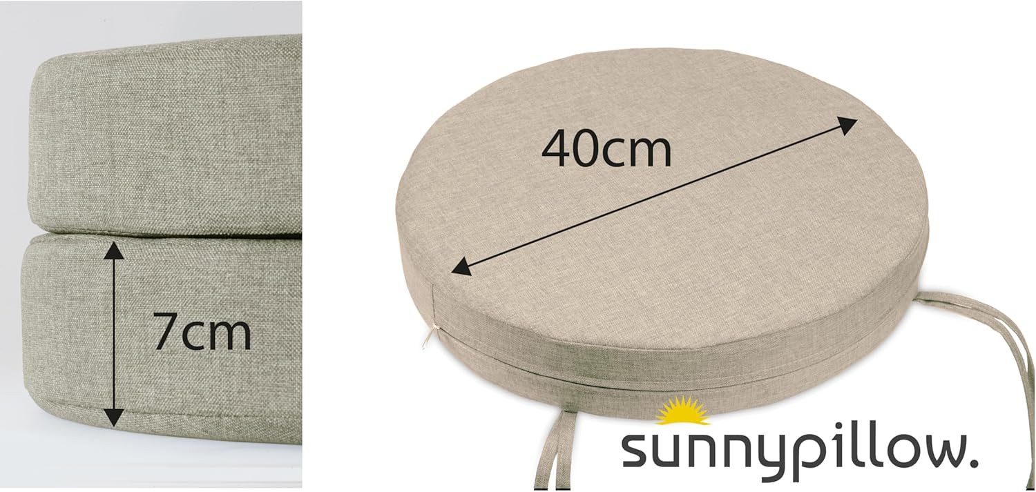 sunnypillow Stuhlkissen 2er Set Stuhlkissen Rund Ø 40 cm mit Bändern "HAVANA"