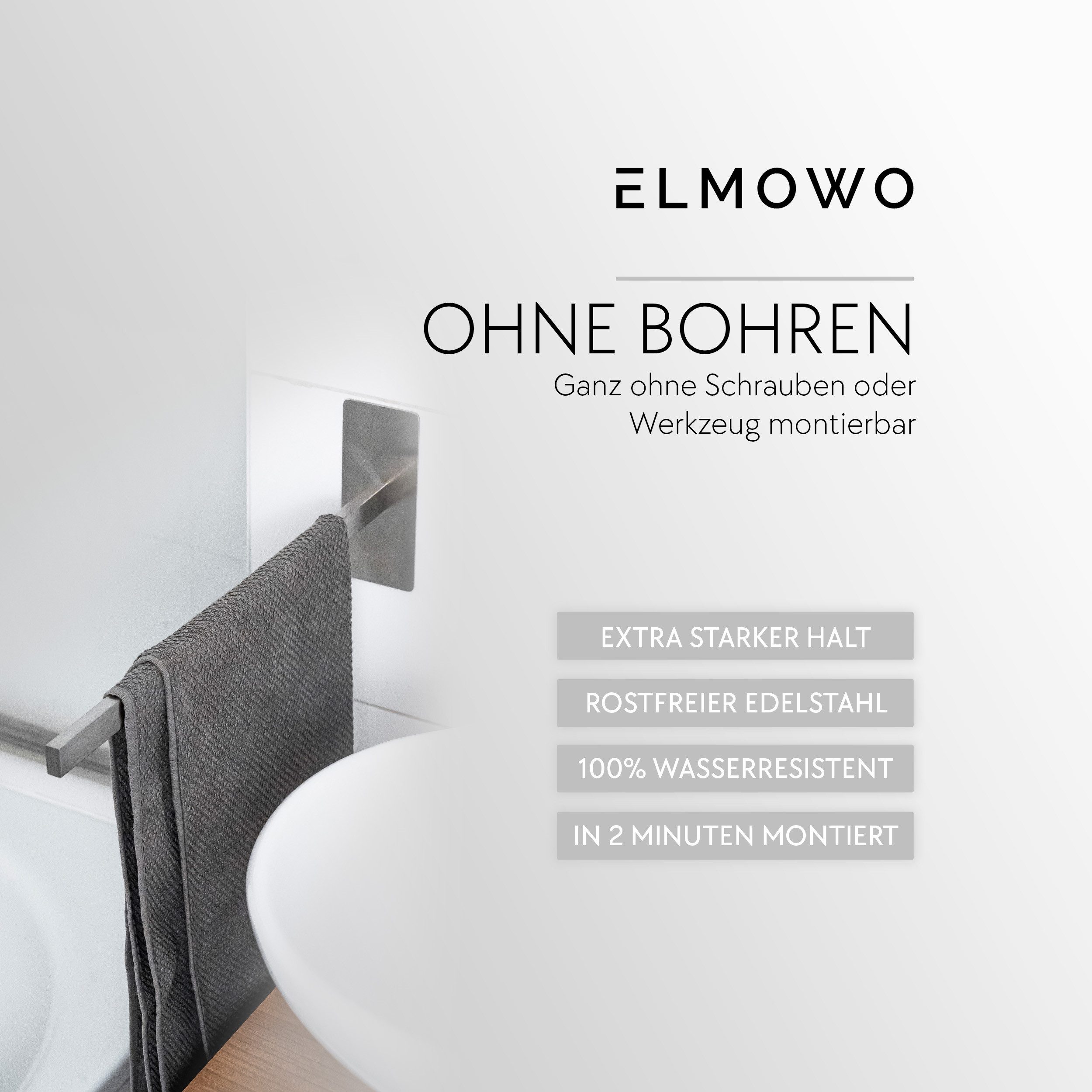 ELMOWO Handtuchhalter ohne Bohren einarmig zum Kleben - Halter zur Wandmont günstig online kaufen