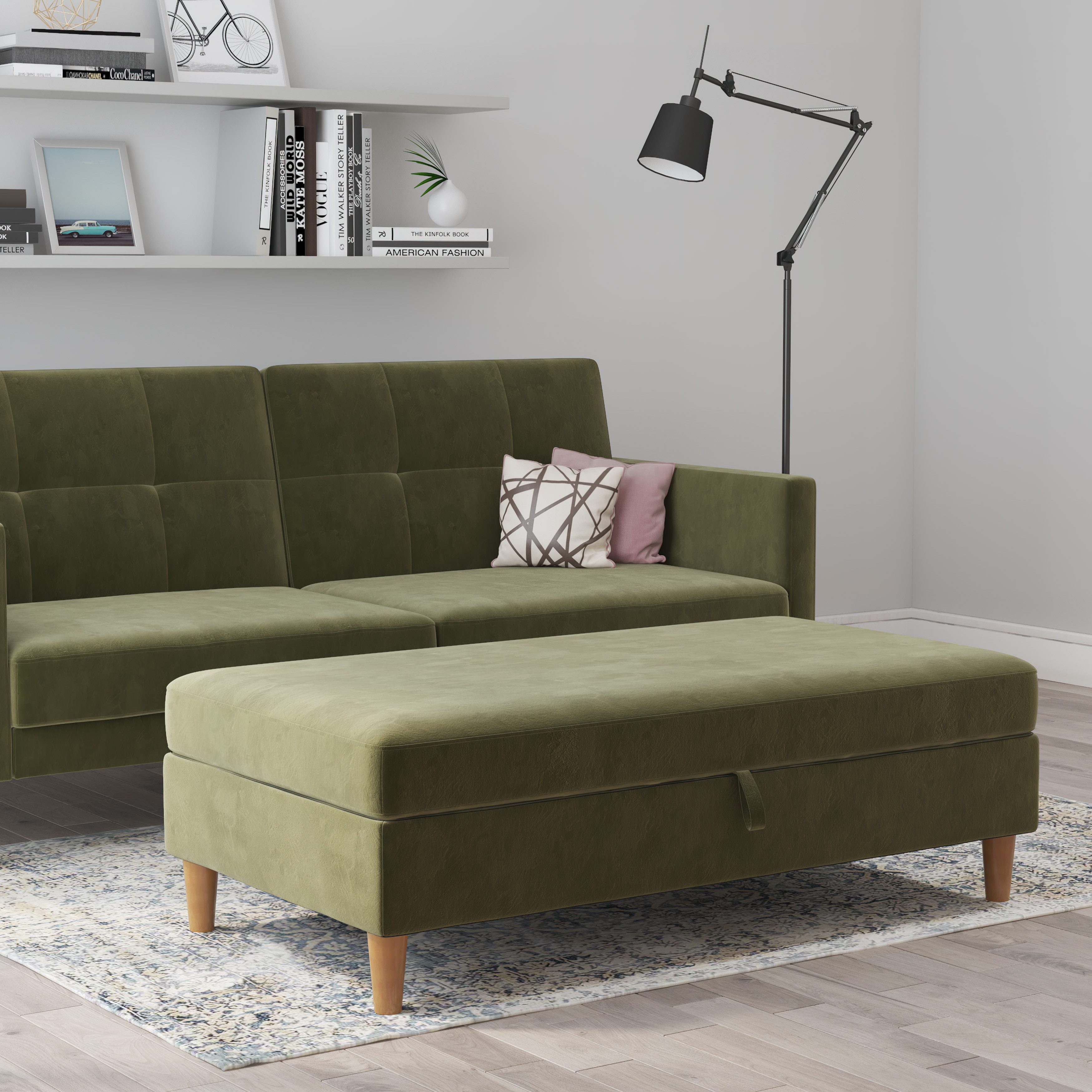 loft24 Ottomane Lillian, Polsterhocker mit Stauraum, Hocker Aufbewahrung, Fußhocker, modern