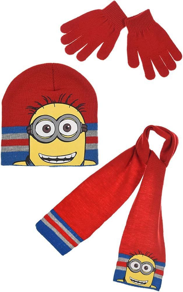 Despicable Me Mütze & Schal Minions Mütze, Schal + Handschuhe Winter Set Jungen+Mädchen 3 Teile