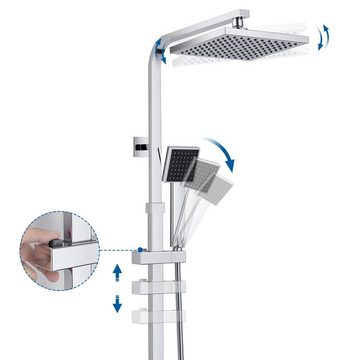 Auralum Duschsystem Duschsystem Edelstahl Duschamaturenset Duscharmatur mit Thermostat, Höhe 120 cm