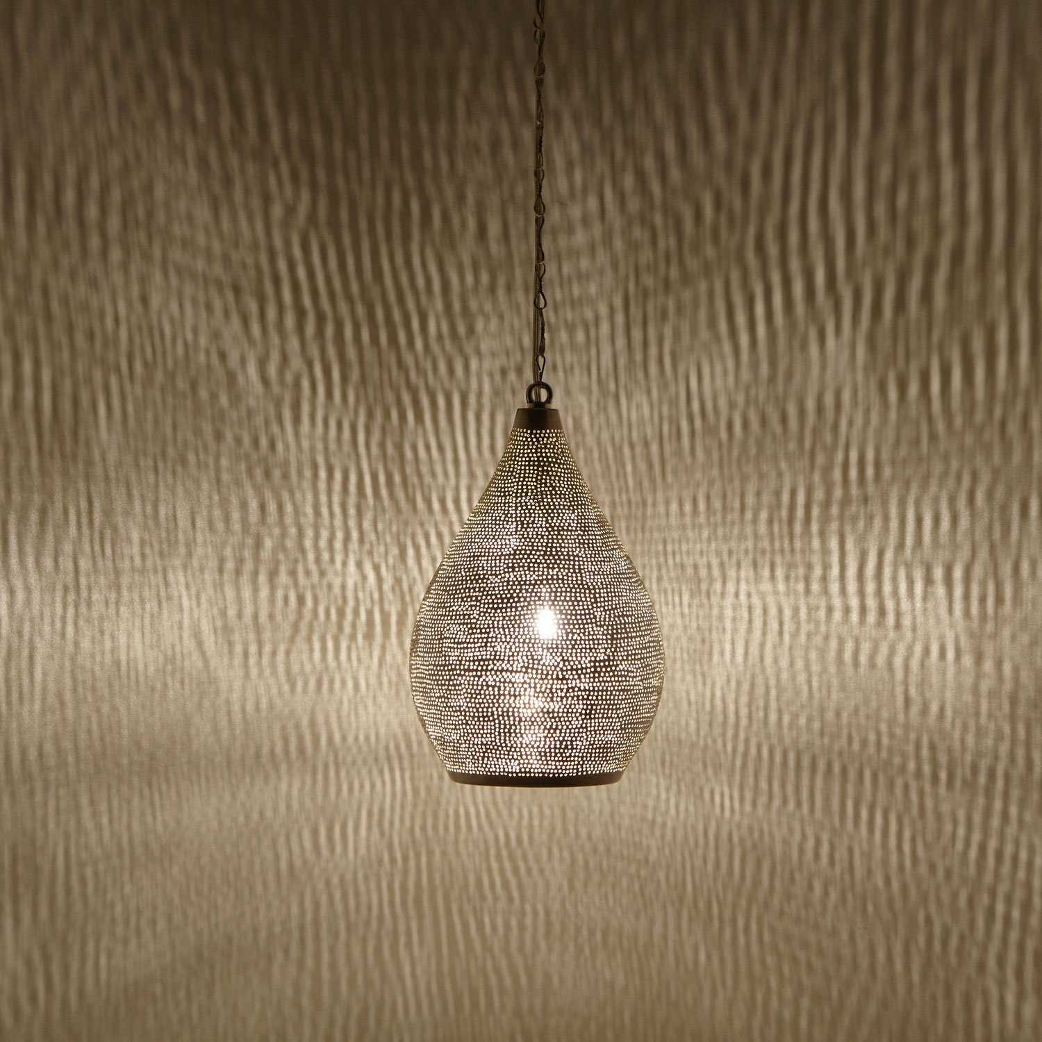 Casa Moro Deckenleuchten Orientalische Lampe marokkanische Hängeleuchte Naouma Sada D17 Silber, ohne Leuchtmittel, Kunsthandwerk aus Marokko EL2180