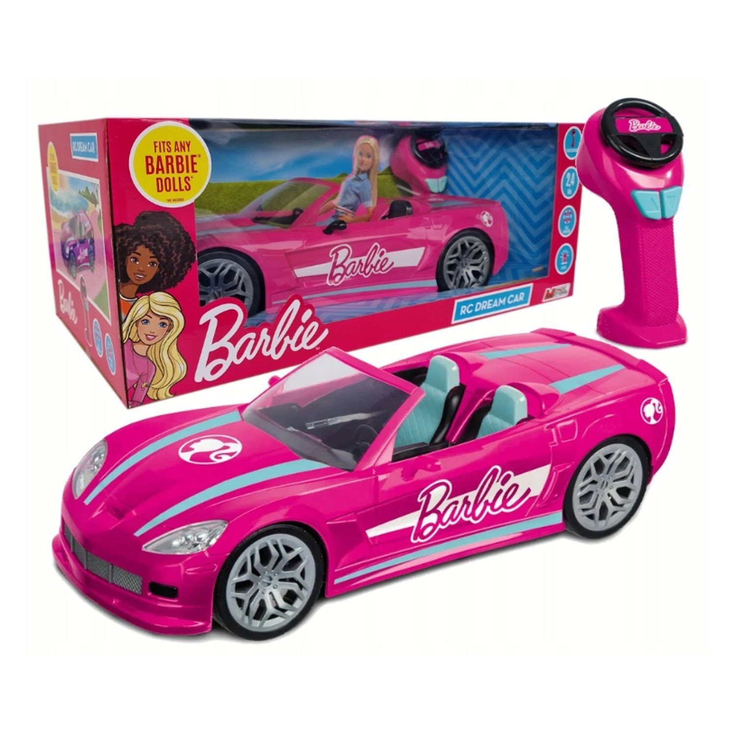Cabrio-Set Barbie Spielzeug-Auto Mondo Pink mit Fernbedienung 63740,