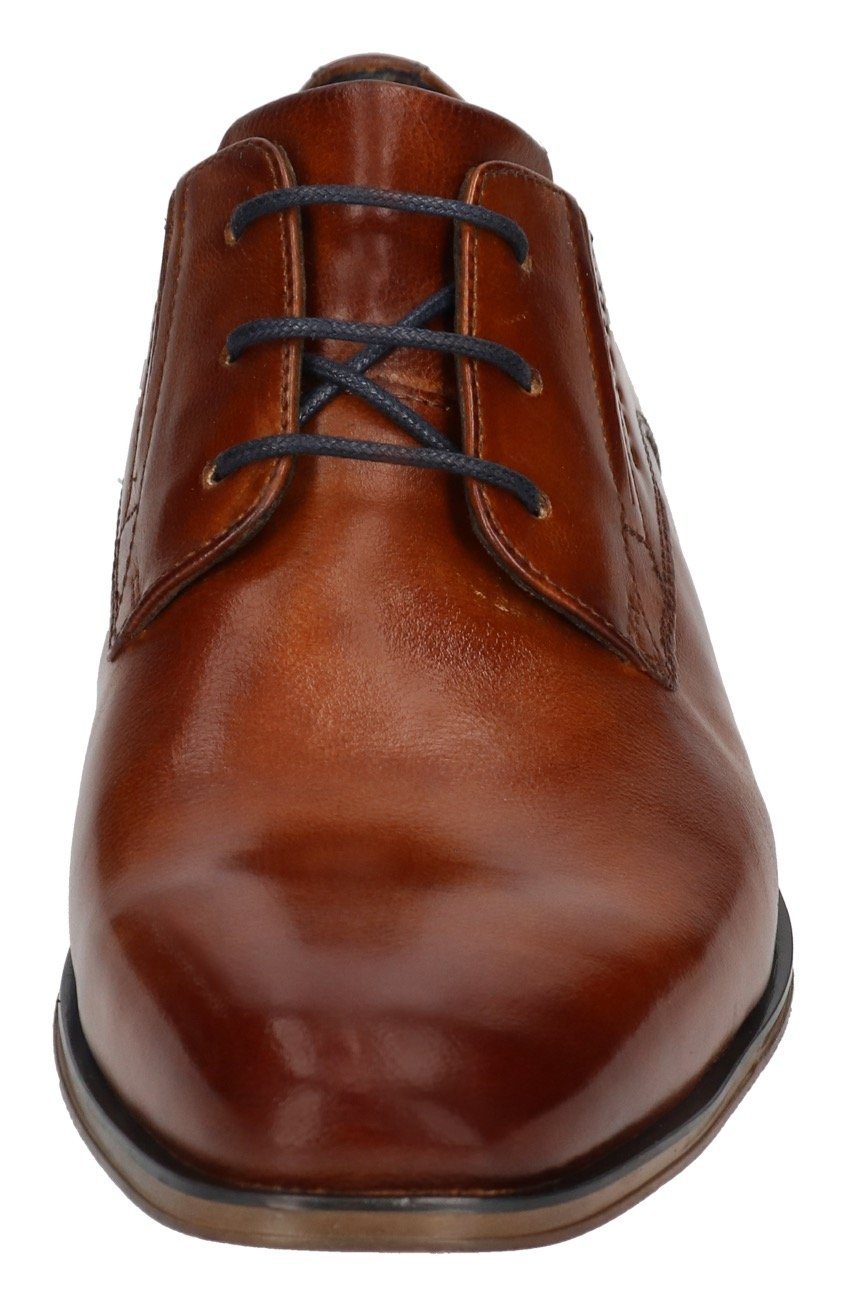 bugatti Schnürschuh Anzugschuh, Business Schuh mit Logoschriftzug mit feinem Blockabsatz