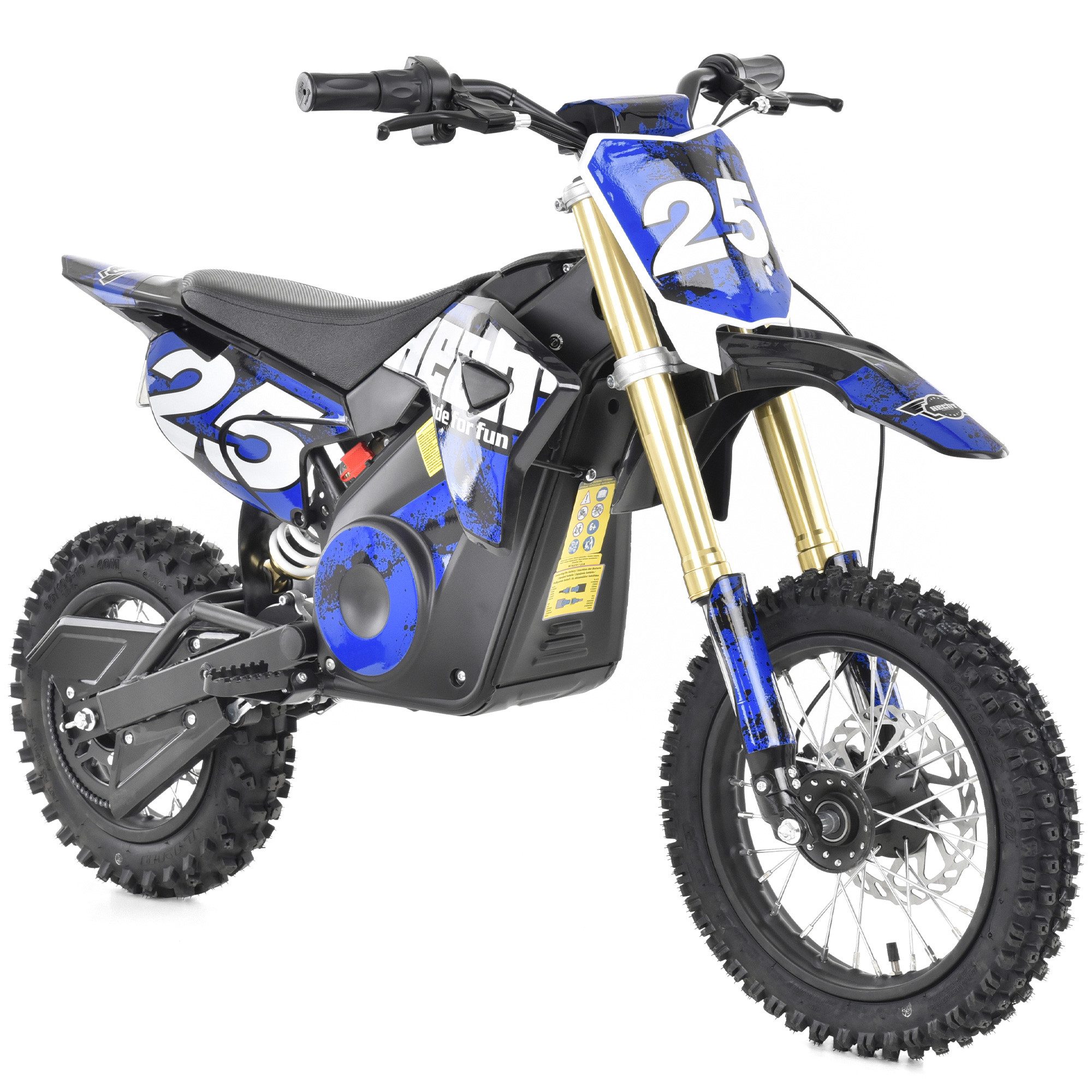 Hecht Elektro-Kindermotorrad 59100 Blue Pocketbike Mini-Bike Kinder 1000 W bis 28 km/h, Offroad Crossbike gefedert 15 km Reichweite