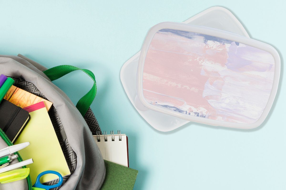 Brotbox - Kunststoff, MuchoWow weiß Lunchbox und Farbe, - für Brotdose, Gestaltung für (2-tlg), Jungs Kinder und Mädchen Pastell Erwachsene,