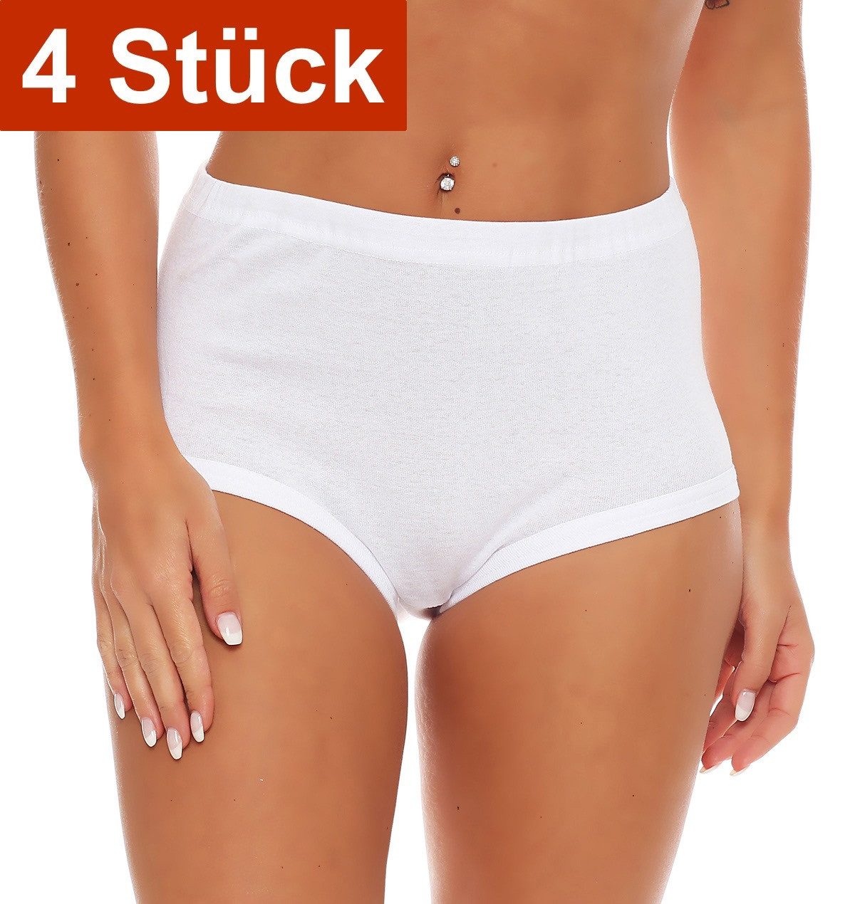Cocain underwear Taillenslip Damen Taillen Slip geblümt weiss Baumwolle (4-St) 100% Baumwolle - ohne Seitennähte