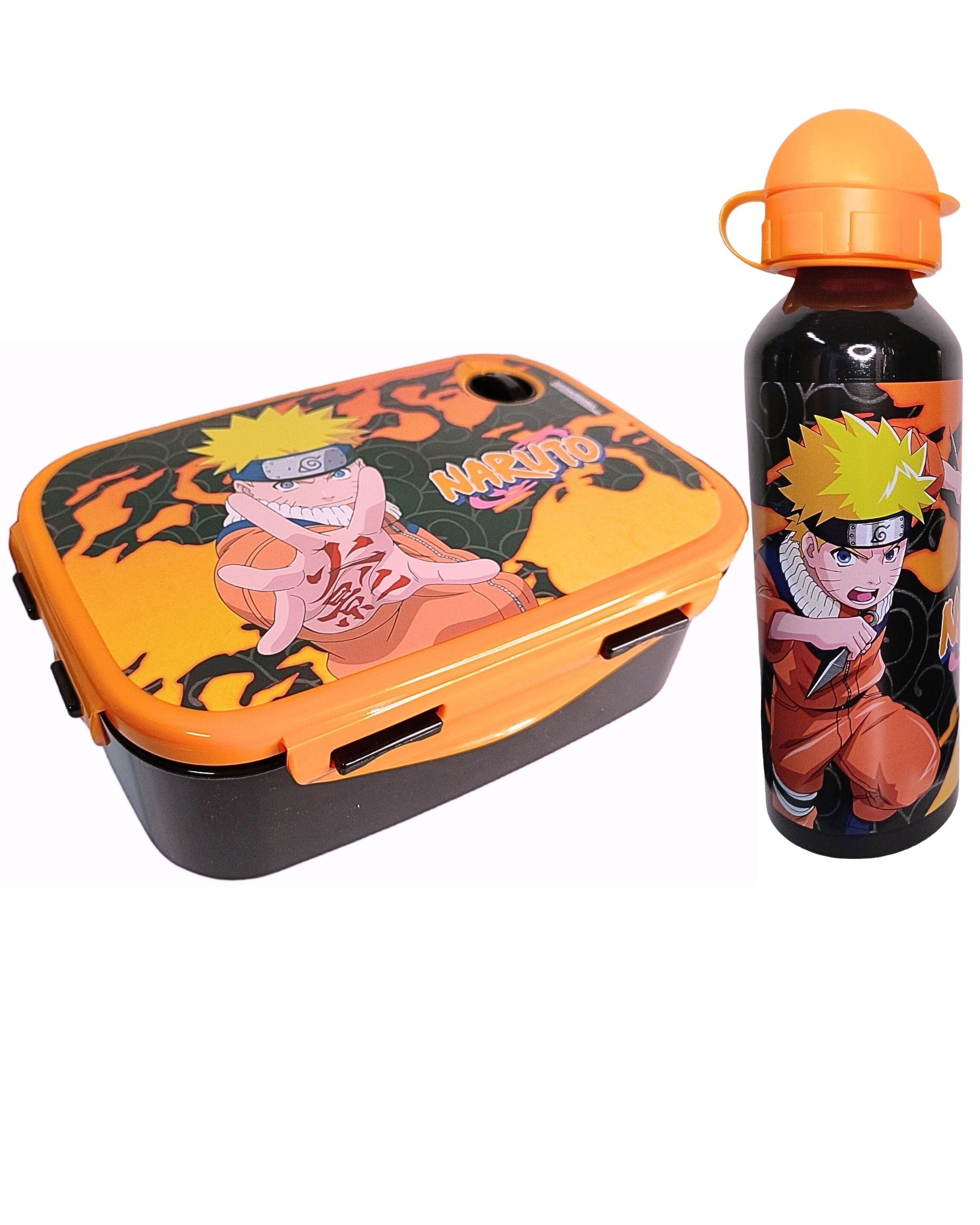 Naruto Lunchbox, Aluminium, (2-tlg), Kinder Set Brotdose + Alu Trinkflasche BPA frei