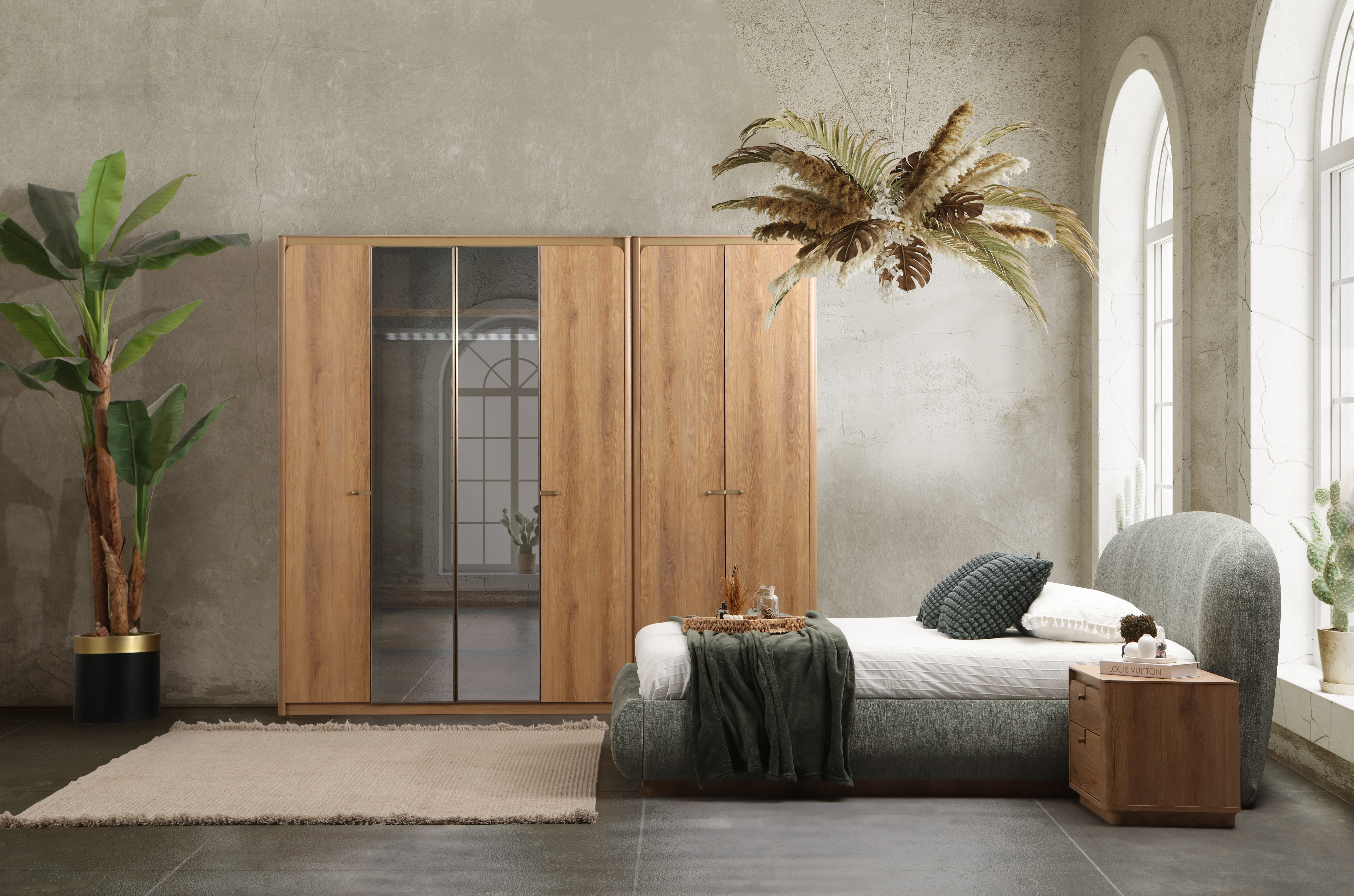 JulietHome Schlafzimmer-Set Tropical, (Set, Kleiderschrank, Bett, günstig online kaufen