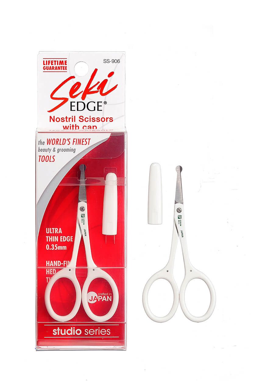 Seki EDGE Nasenhaarschere Nasenhaartrimmer mit Schutzkappe SS-906 8.8x5.2x0.5 cm, handgeschärftes Qualitätsprodukt aus Japan