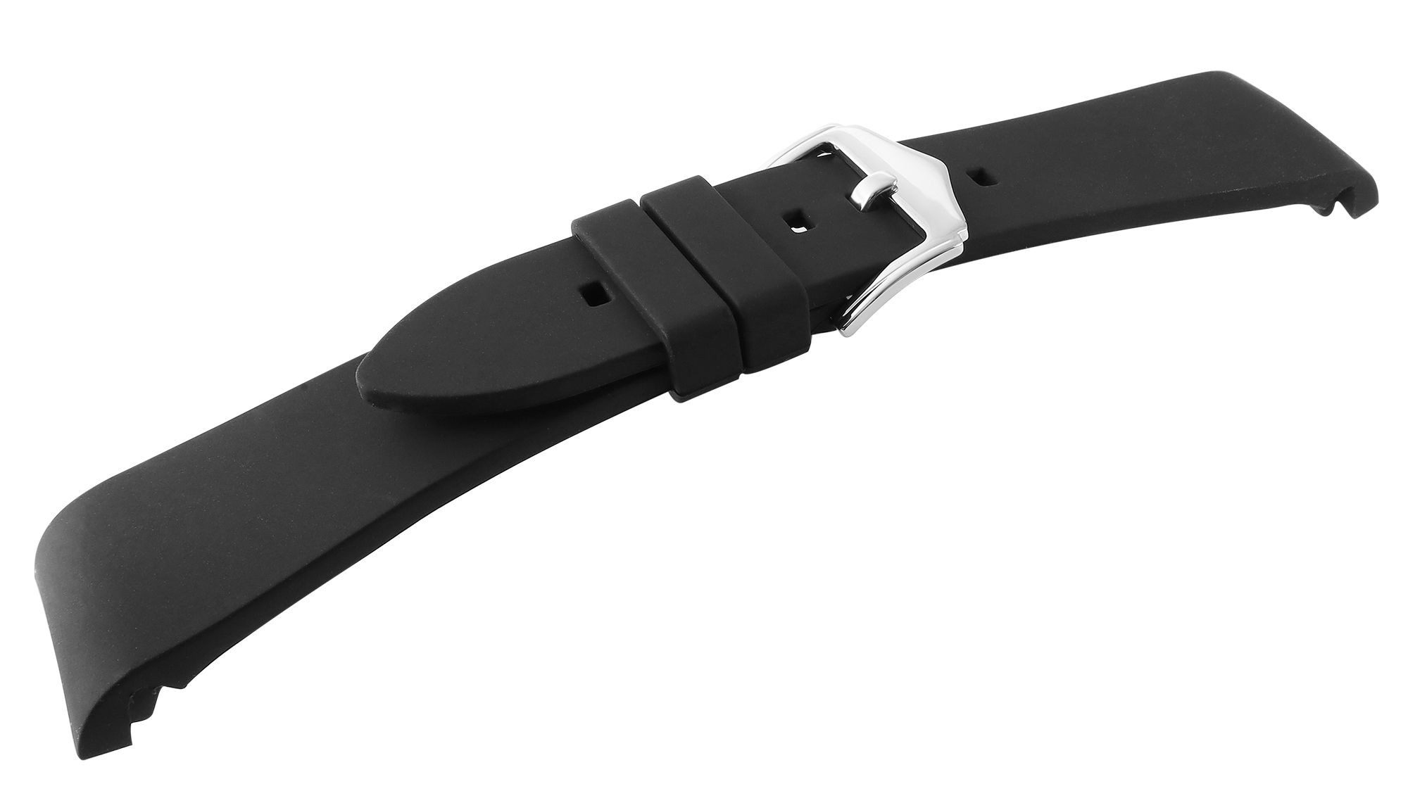 Engelhardt Uhrenarmband 8400069 hochwertiges Silikon, Dornschließe, schwarz, 18 - 24 mm