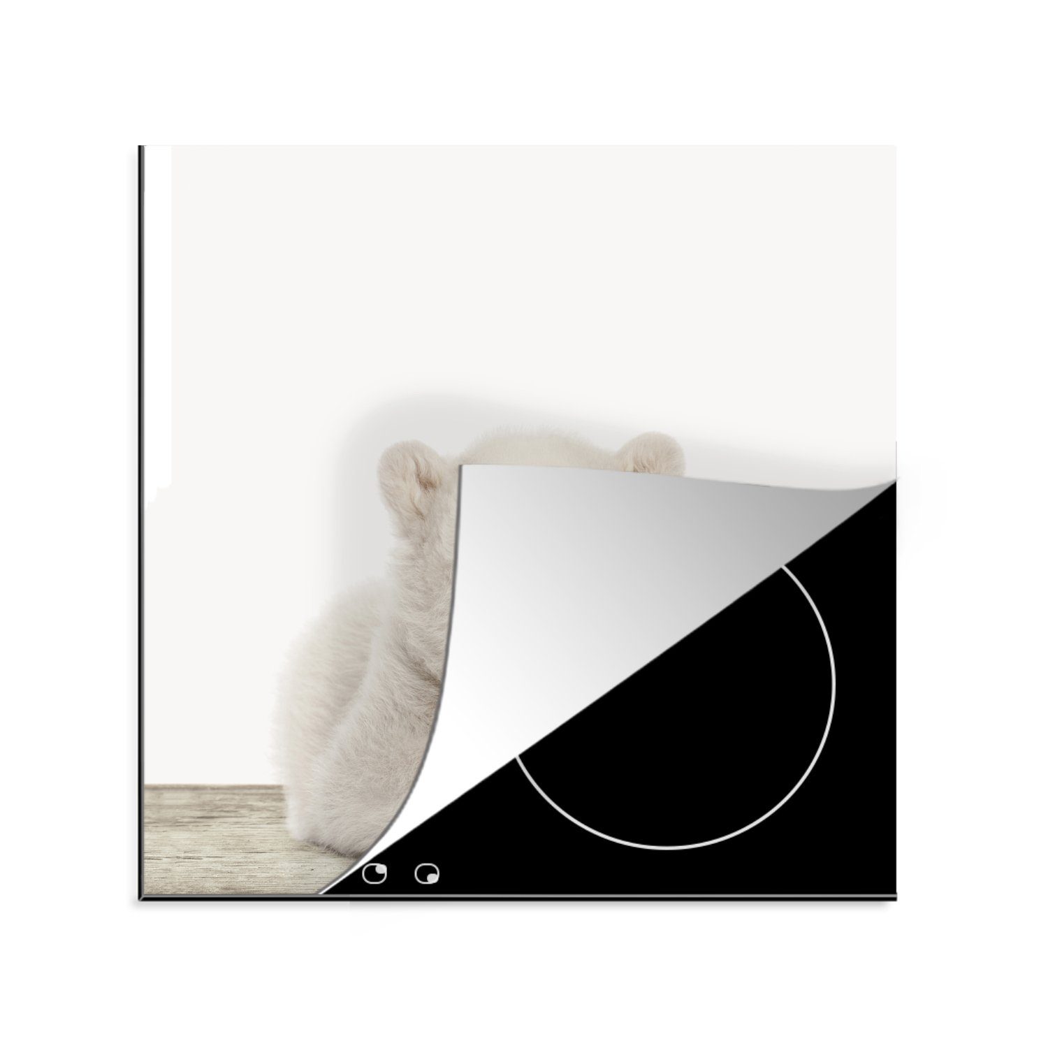 MuchoWow Herdblende-/Abdeckplatte Tier - Weiß - Eisbär, Vinyl, (1 tlg), 78x78 cm, Ceranfeldabdeckung, Arbeitsplatte für küche