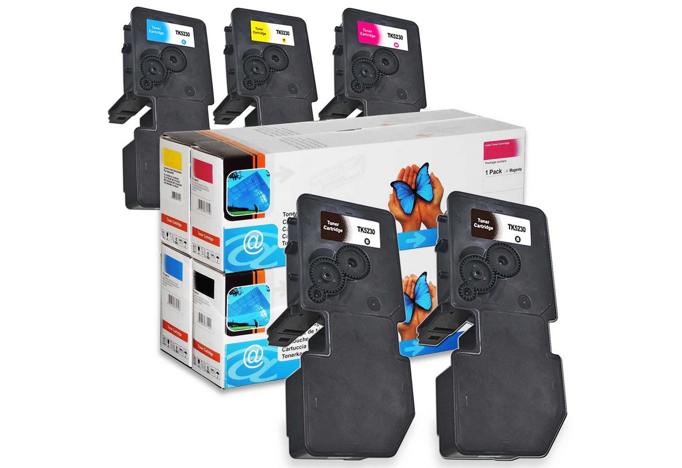 Tonerkartusche D&C Toner-Set TK-5230 für Kyocera ECOSYS M5521cdw (2x Schwarz, je 1x, (Kompatibel für Kyocera ECOSYS M 5521 cdw TK-5230), Series