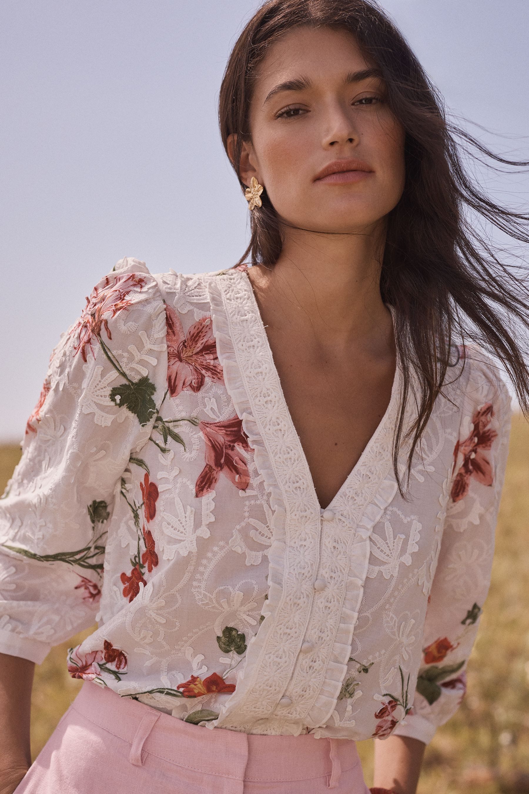 Love & Roses Druckbluse Love & Roses Bluse mit 3D-Blumenprint, Regular (1-t günstig online kaufen